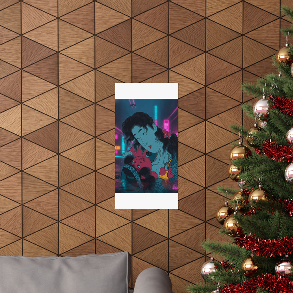 Neon Noir — Yamauba Playing With Kintarō — Matte Poster