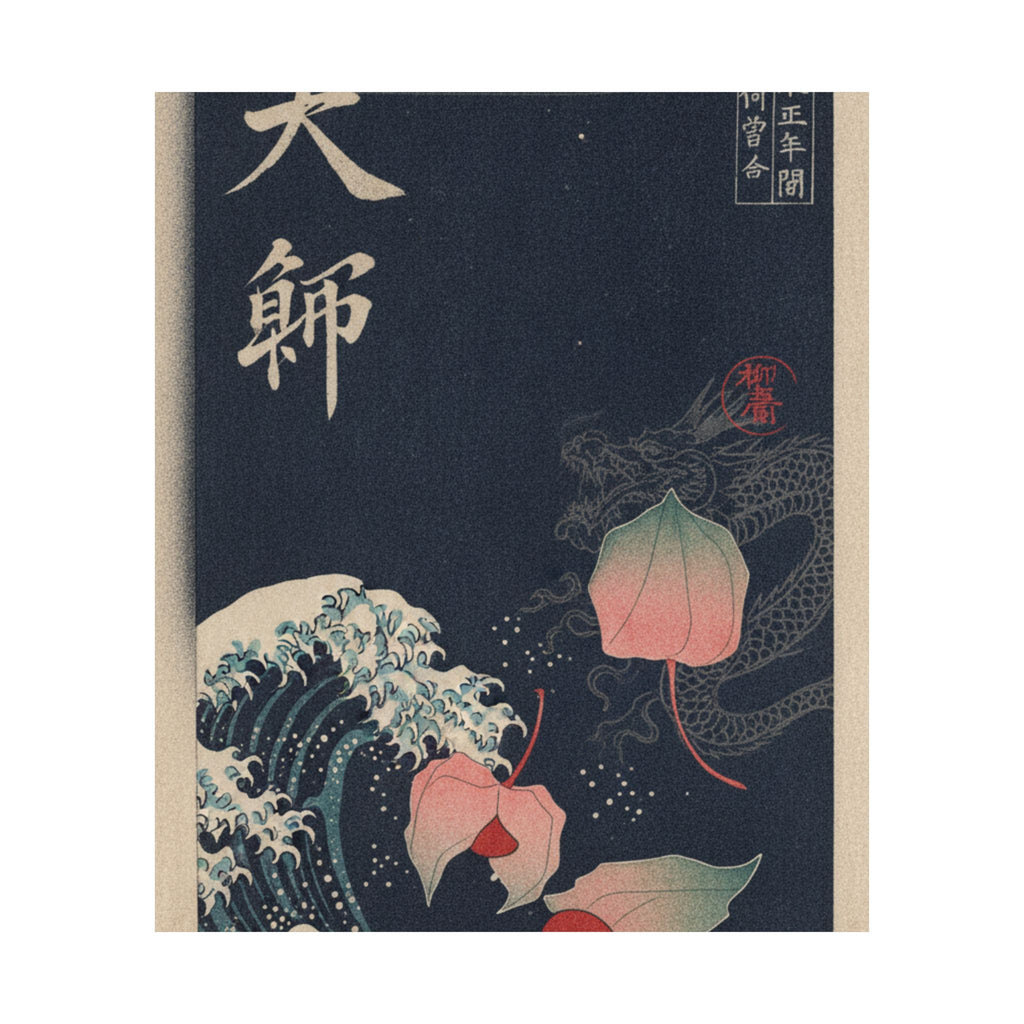 Japanese Street — Winter Cherries — Matte Poster