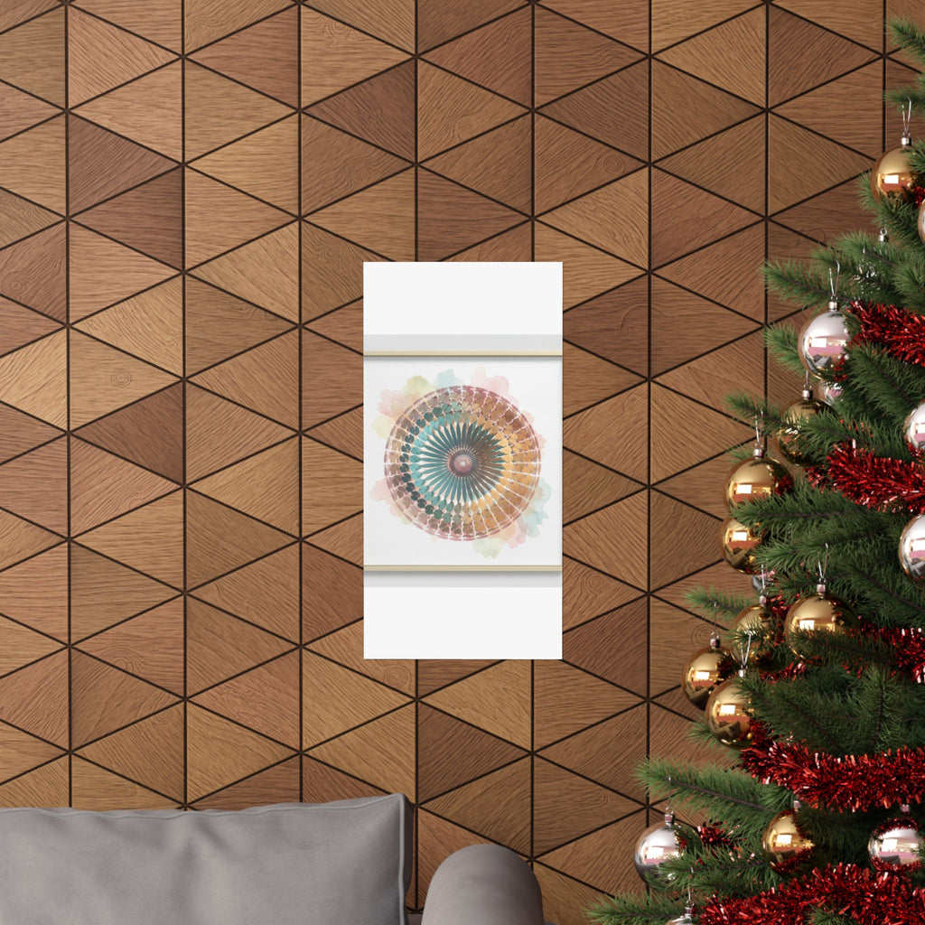 Terracotta and Teal Watercolour Spiral Mandala Poster