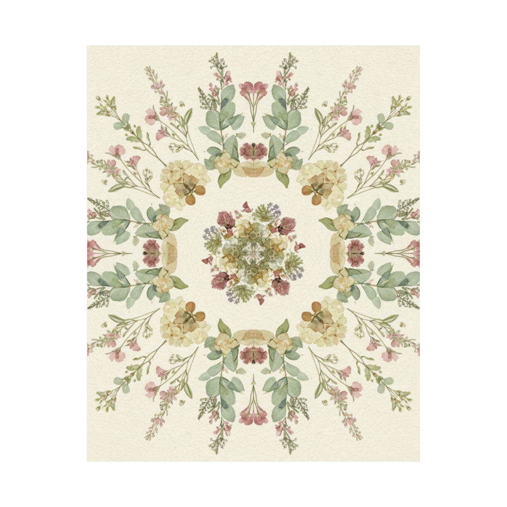 Pressed Wildflower Symmetry Cottagecore Botanical Poster