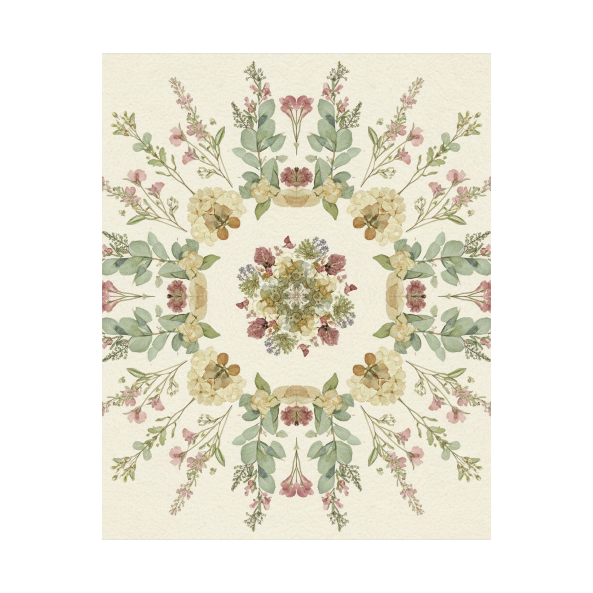 Pressed Wildflower Symmetry Cottagecore Botanical Poster