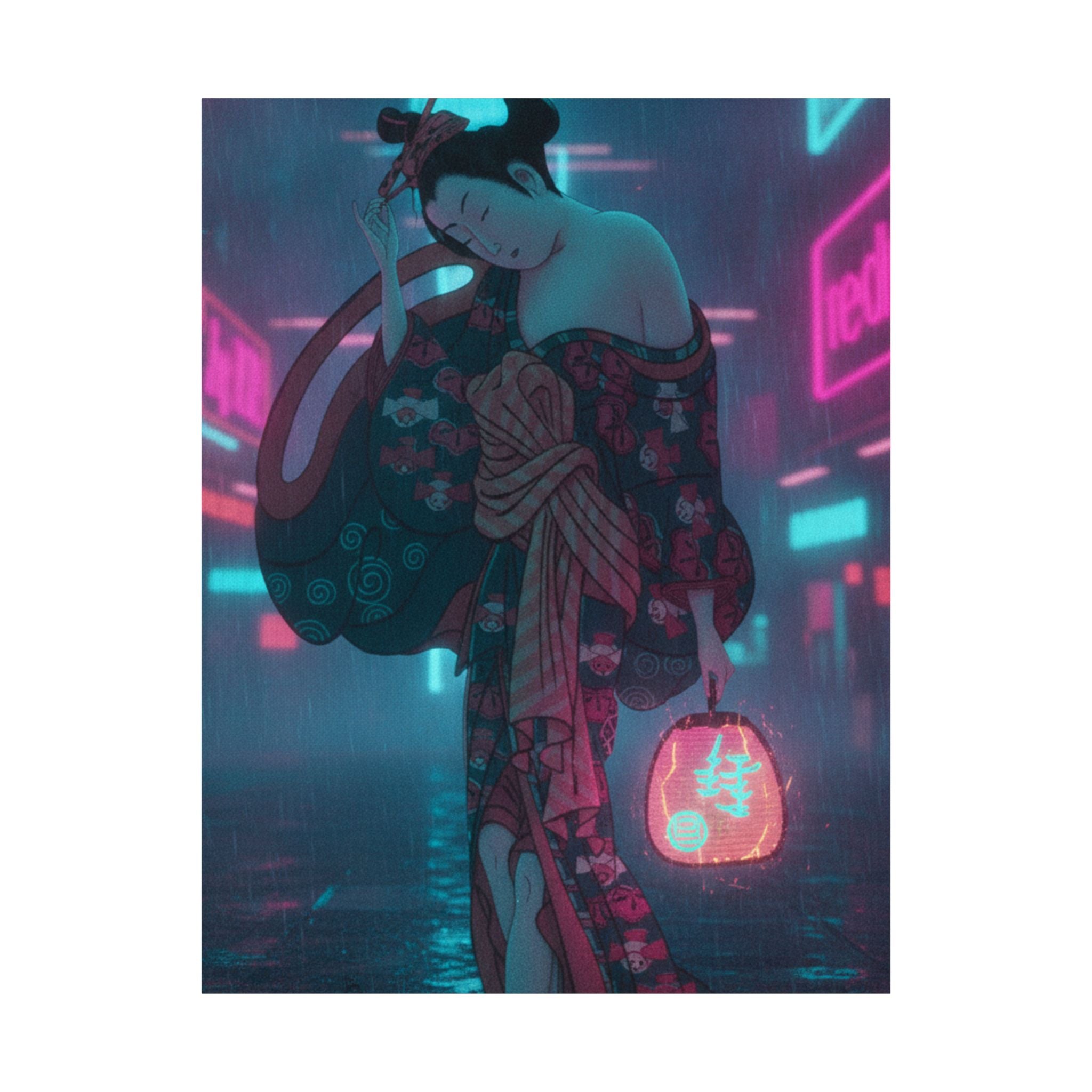 Neon Noir — Summer Willow In The Breeze — Matte Poster