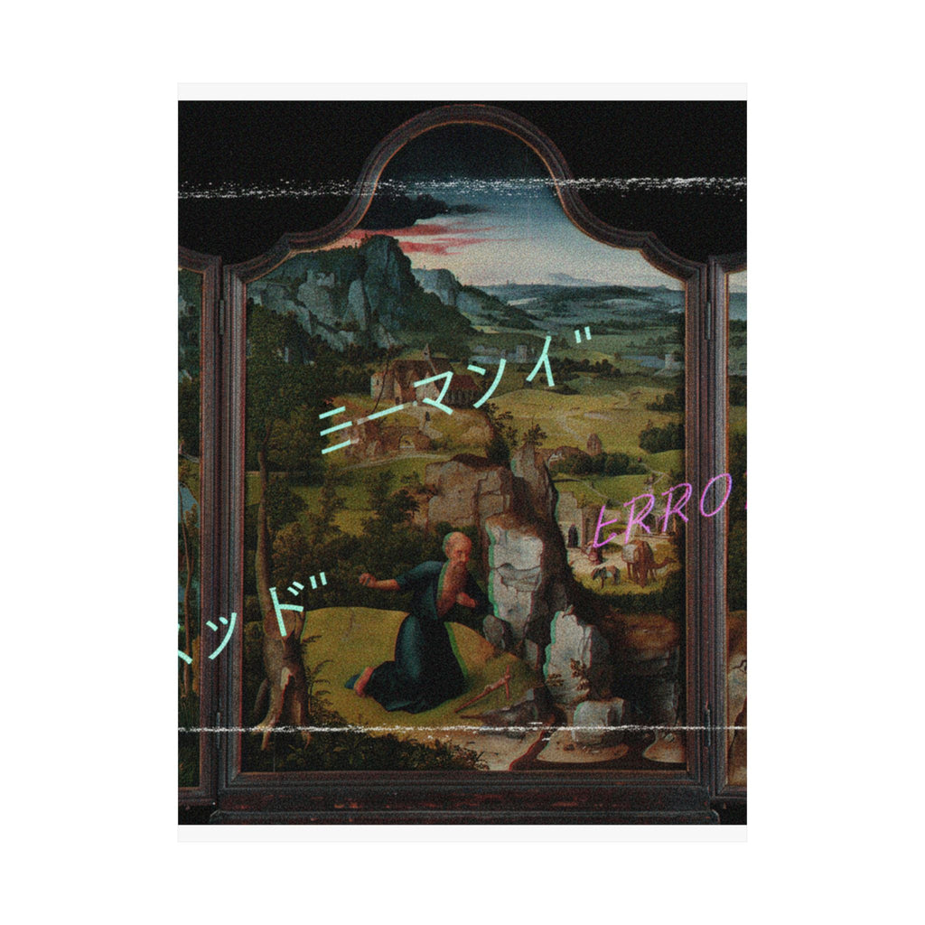 Glitched Renaissance Triptych Vaporwave ERROR Matte Poster