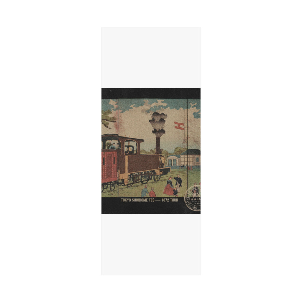 Vintage Bootleg — Illustration Of A Steam Locomotive Passing Shiodome In Tokyo (Tōkyō Shiodome Tes — Matte Poster