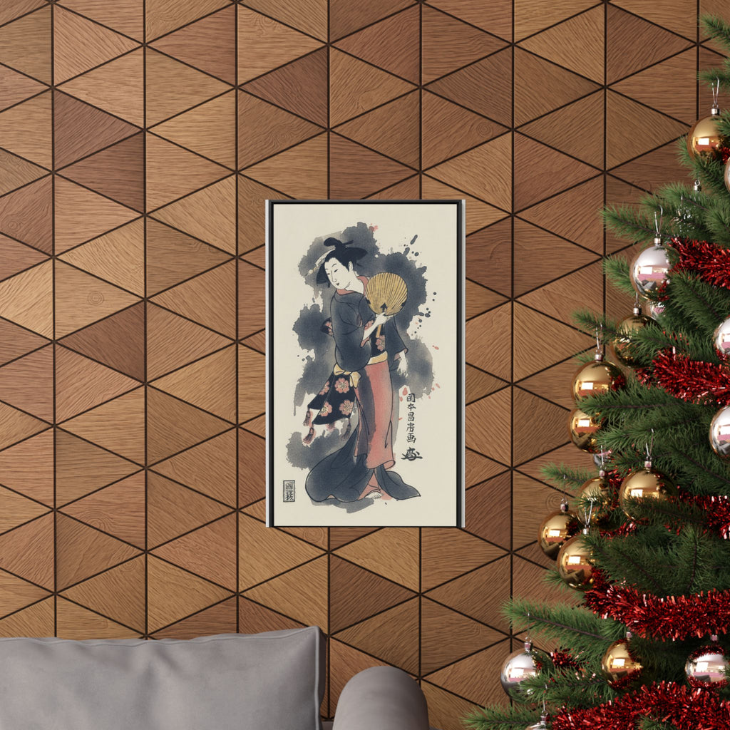 Watercolor — Girl With Fan — Matte Poster