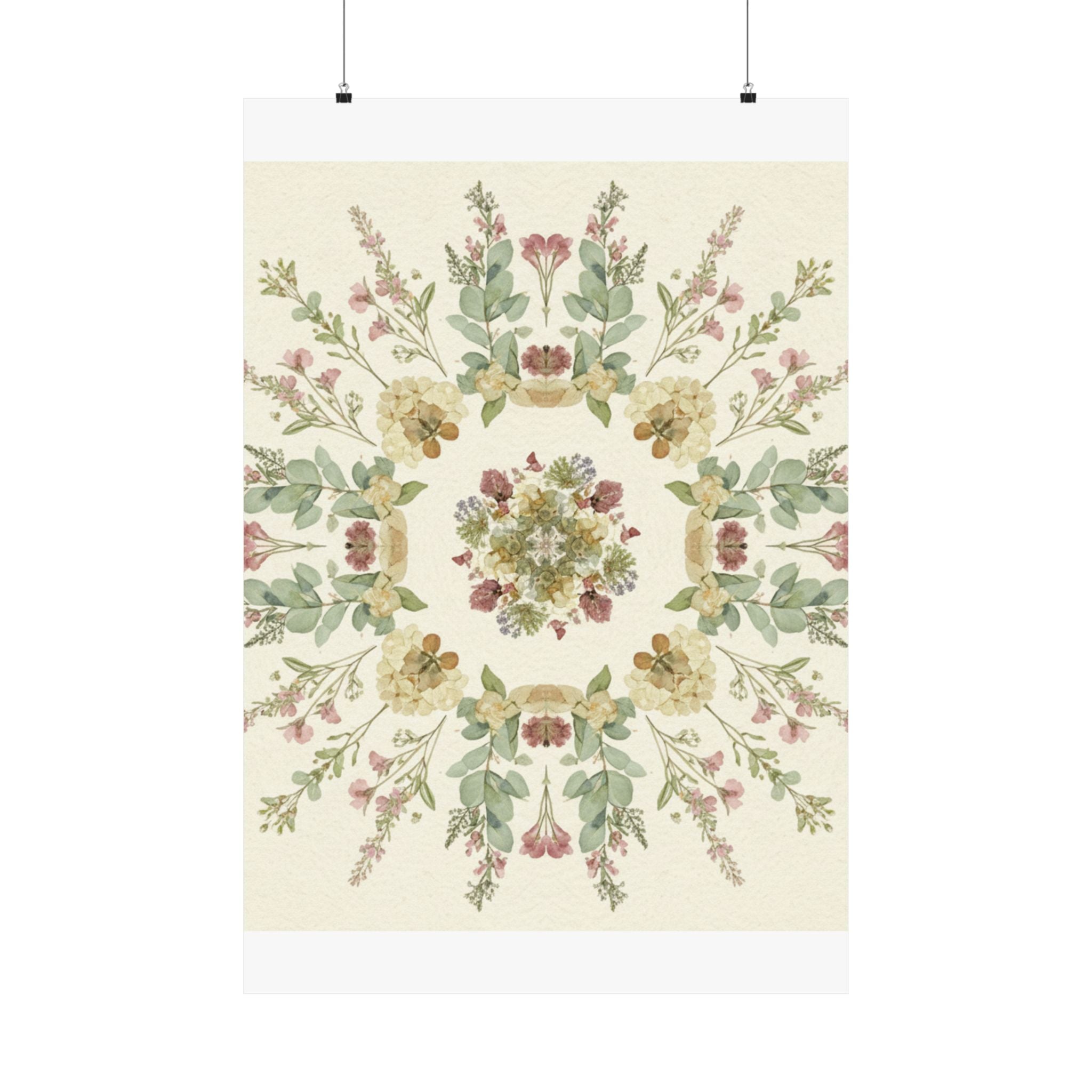 Pressed Wildflower Symmetry Cottagecore Botanical Poster