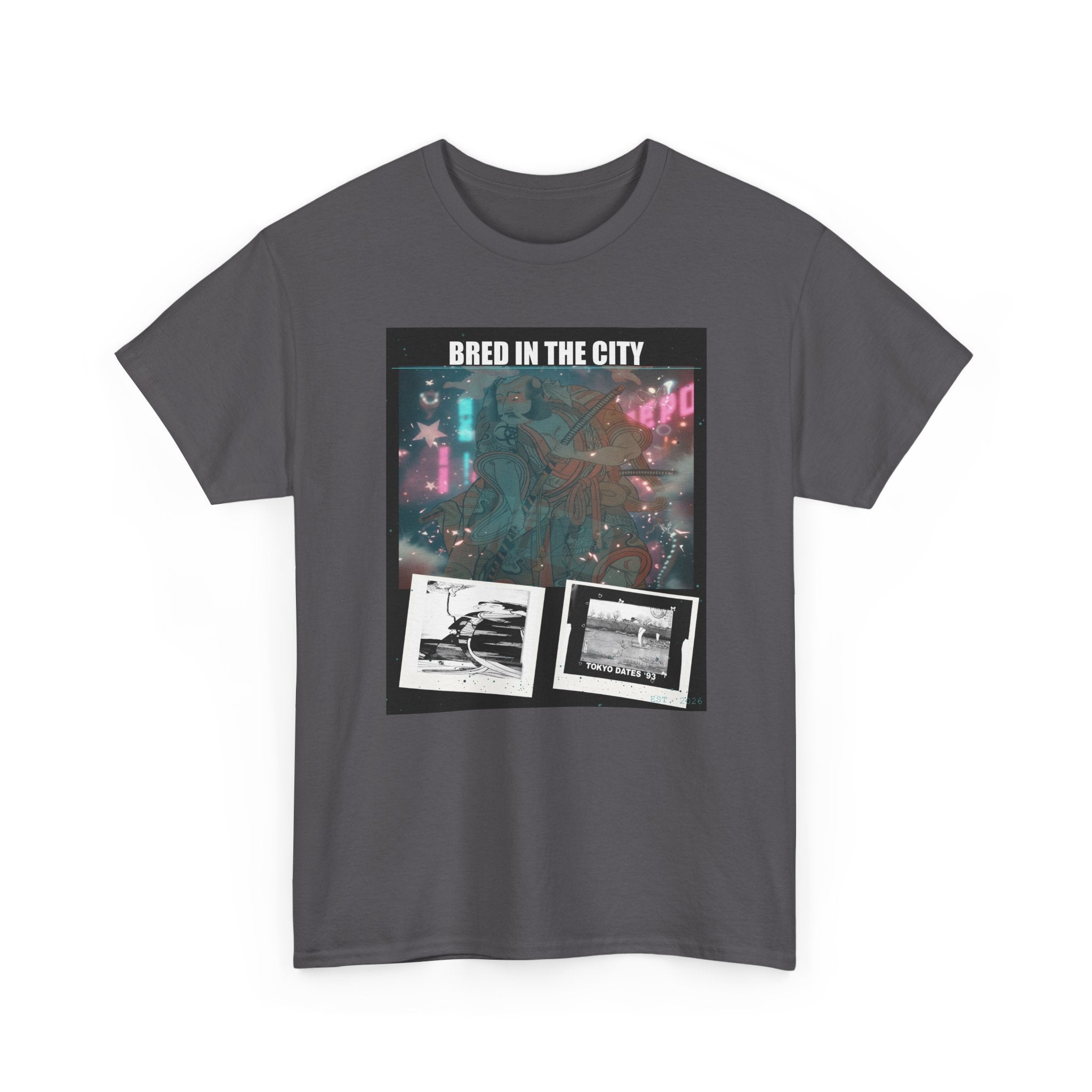 BRED IN THE CITY Neon Night Photo Collage Graphic Tee