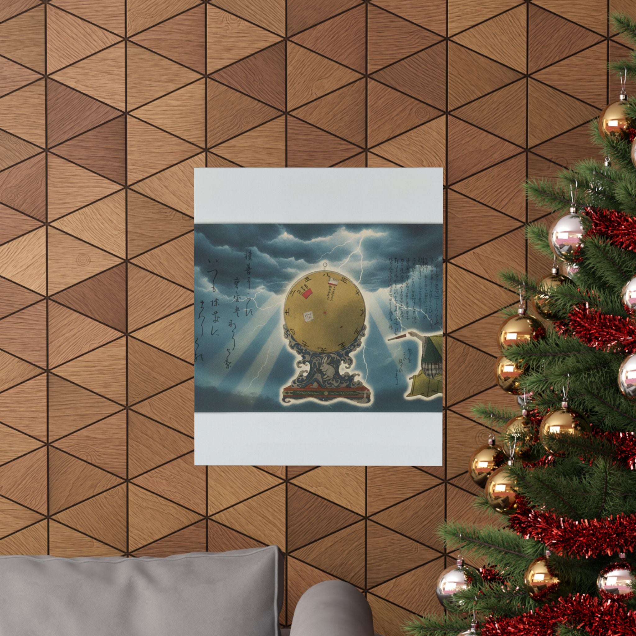 Dramatic Storm — Moveable Rotating Calendar Mounted On Elaborate Wave-Base With Rabbit Crest — Matte Poster
