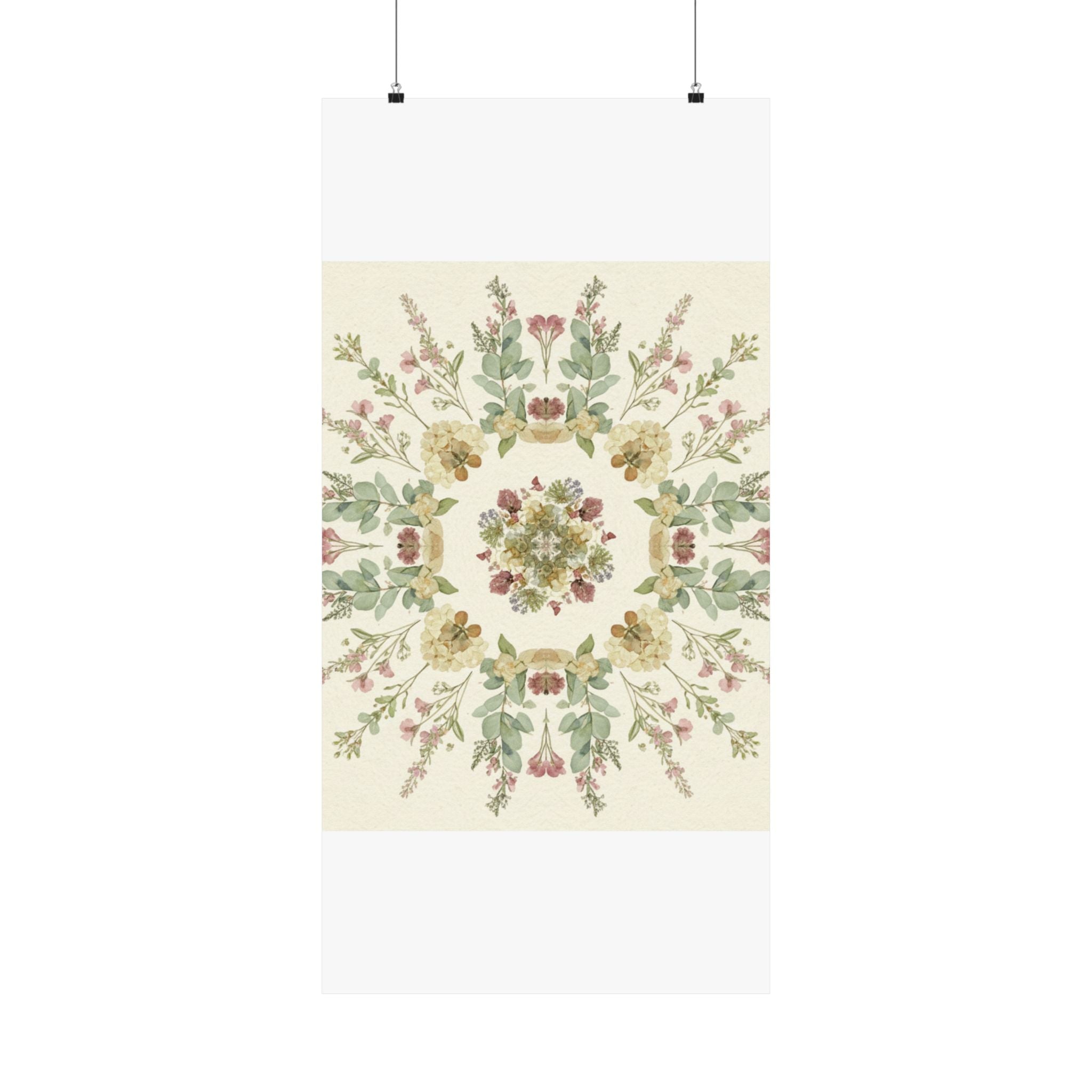 Pressed Wildflower Symmetry Cottagecore Botanical Poster