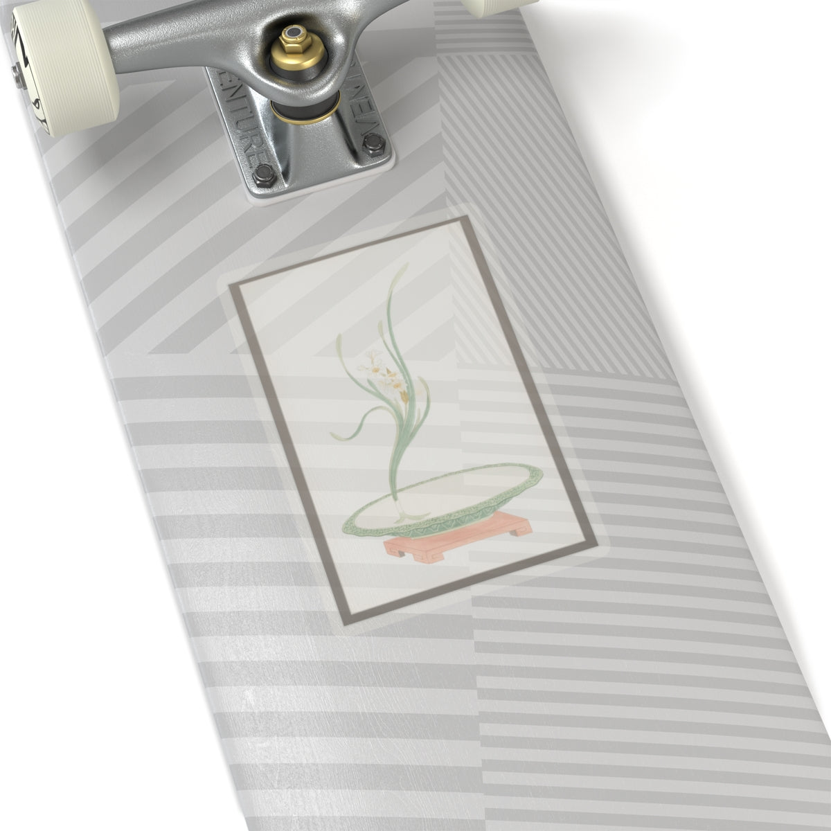 Watercolor — Flower Arrangement Of Suisen (Narcissus) In A Flat Green Dish — Kiss-Cut Sticker