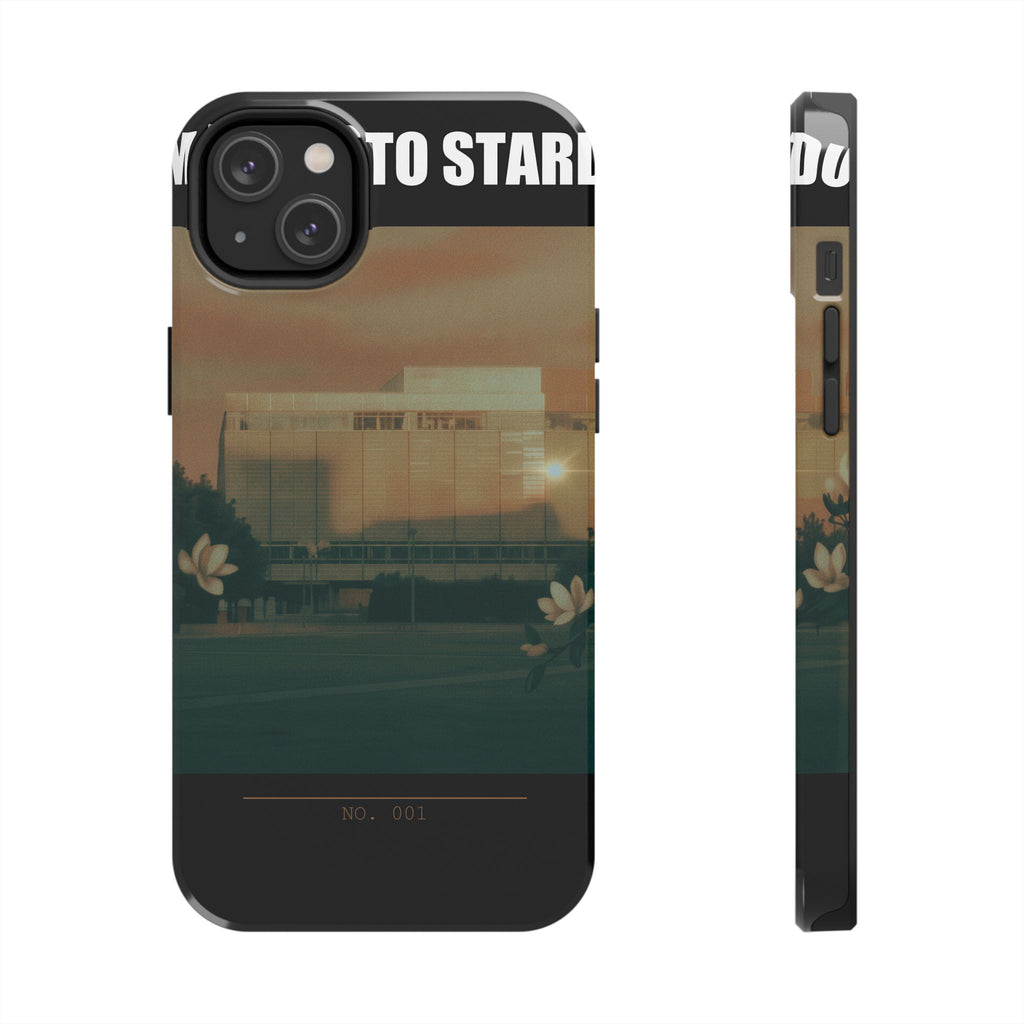 Dusk Brutalist Building and Daisies Photo Phone Case
