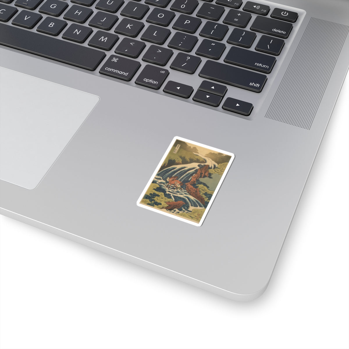 Scenic Nature — The Waterfall Where Yoshitsune Washed His Horse At Yoshino In Yamato Province (W — Kiss-Cut Sticker