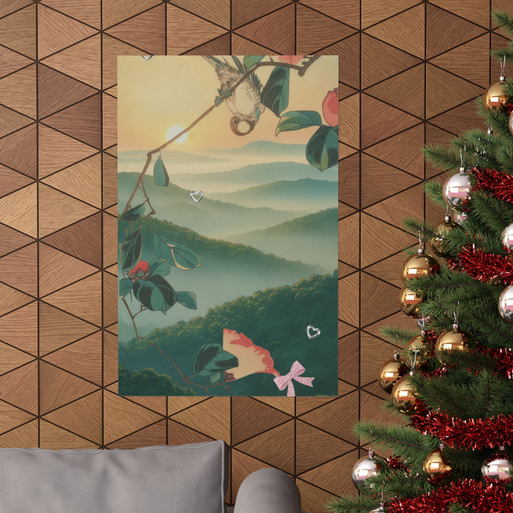 Scenic Nature — Camellia And Bullfinch — Matte Poster
