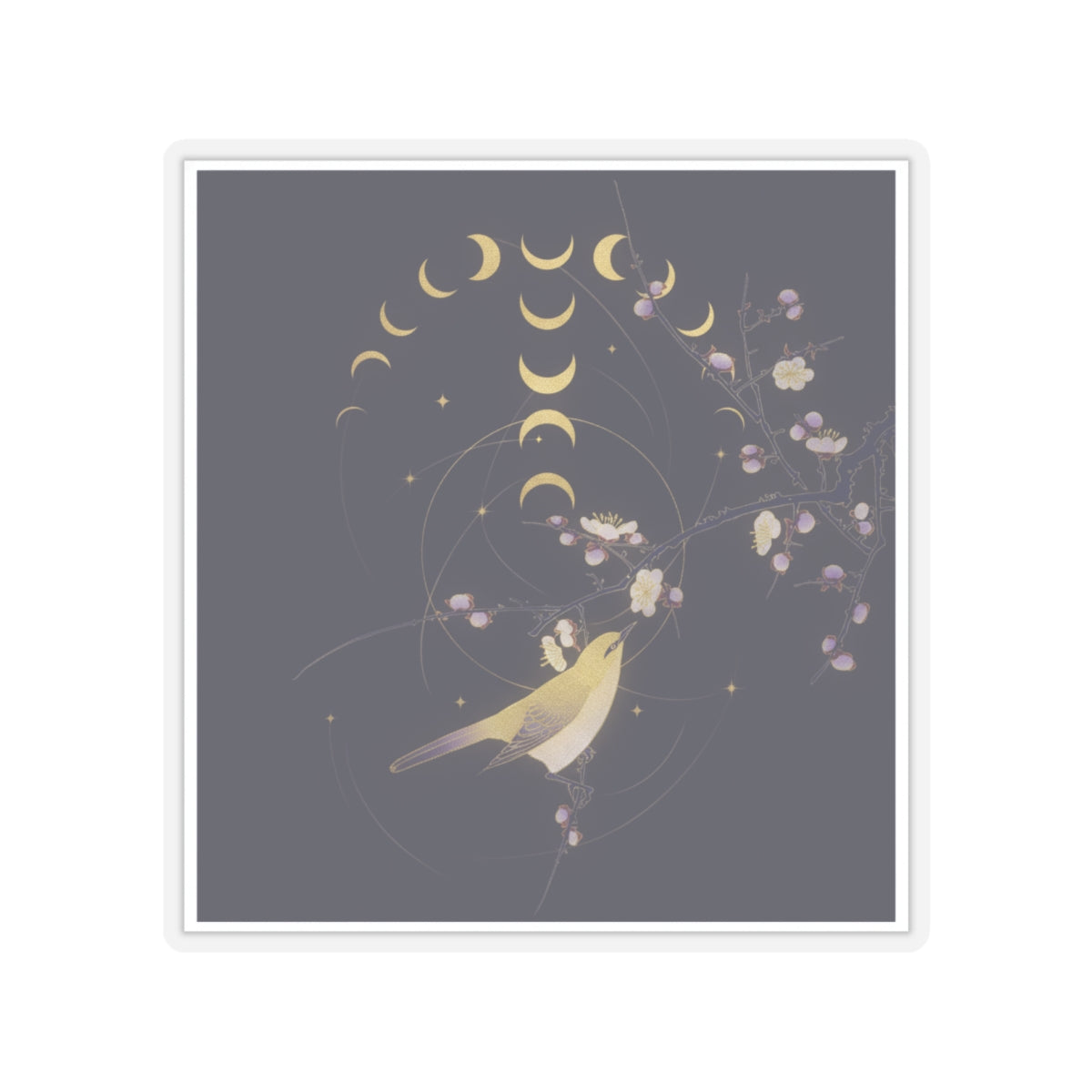 Celestial — New Moon; Nightingale On A Plum Branch — Kiss-Cut Sticker