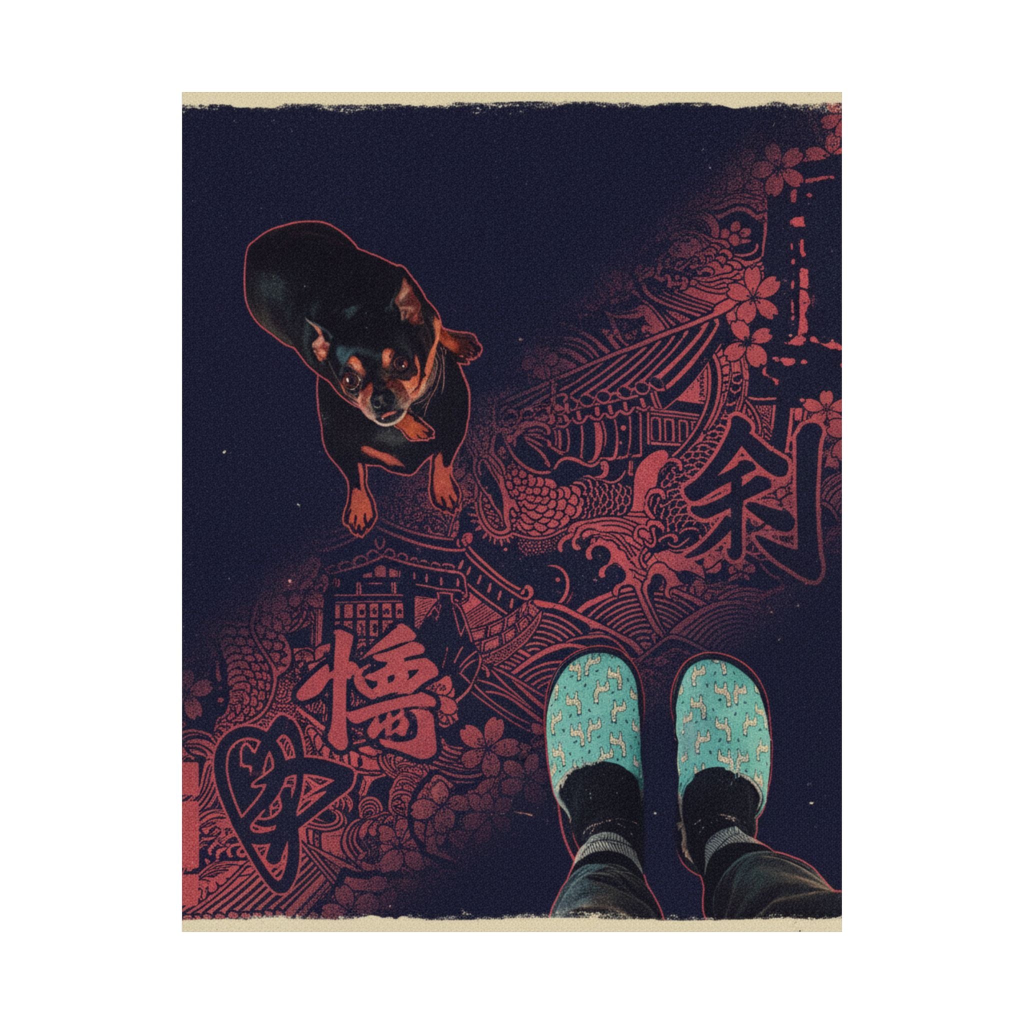 Japanese Street — Dog — Matte Poster