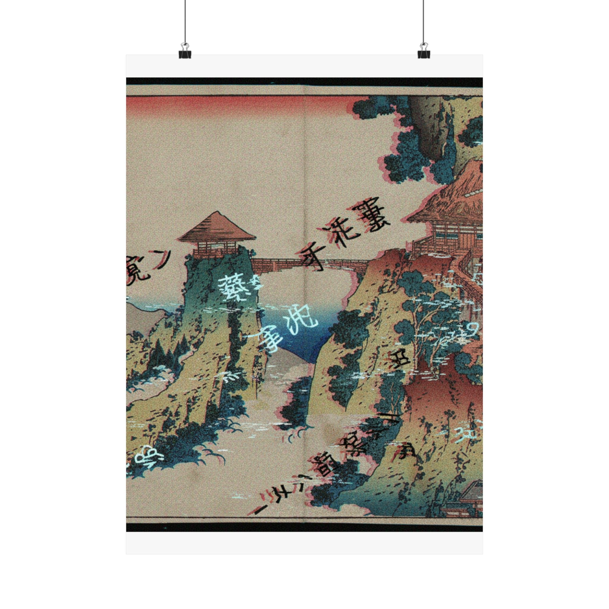 Glitch Culture — The Hanging-Cloud Bridge At Mount Gyōdō Near Ashikaga (Ashikaga Gyōdōzan Kumo No — Matte Poster