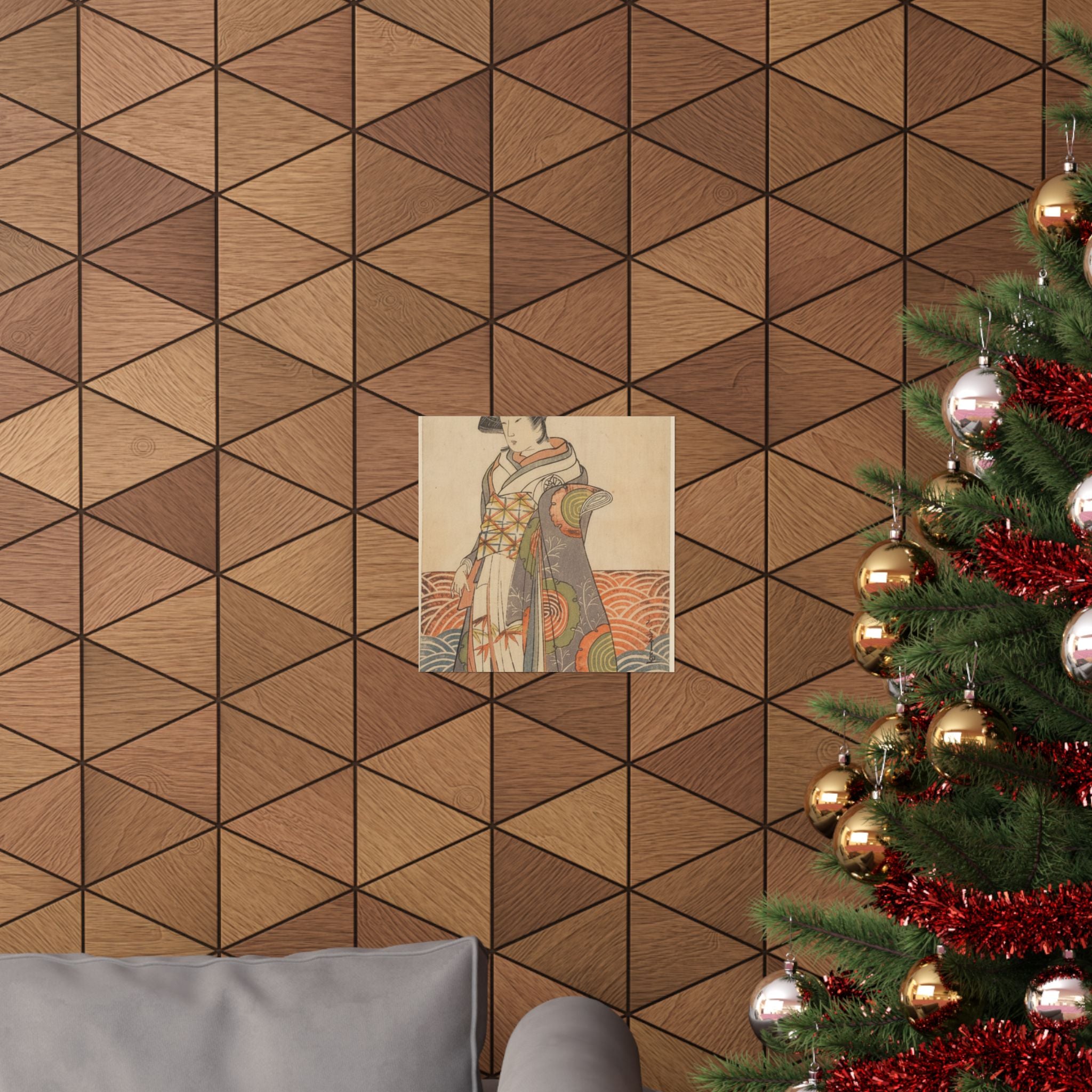 Product Marketing — The Third Segawa Kikunojo As A Woman Standing In A Room Having A Wave-Pattern Da — Matte Poster