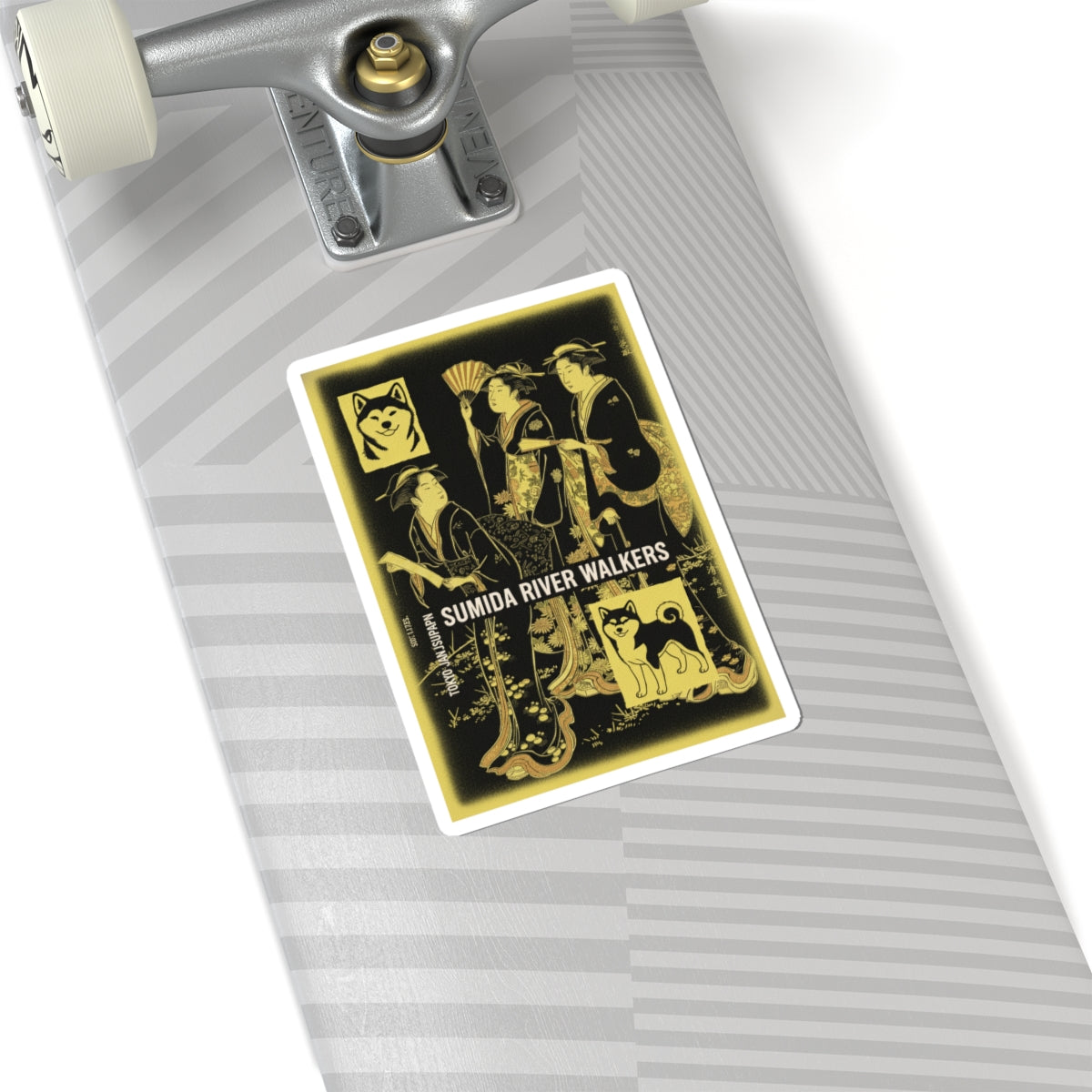 Streetwear Collage — Three Young Women Strolling On The Bank Of The Sumida River — Kiss-Cut Sticker