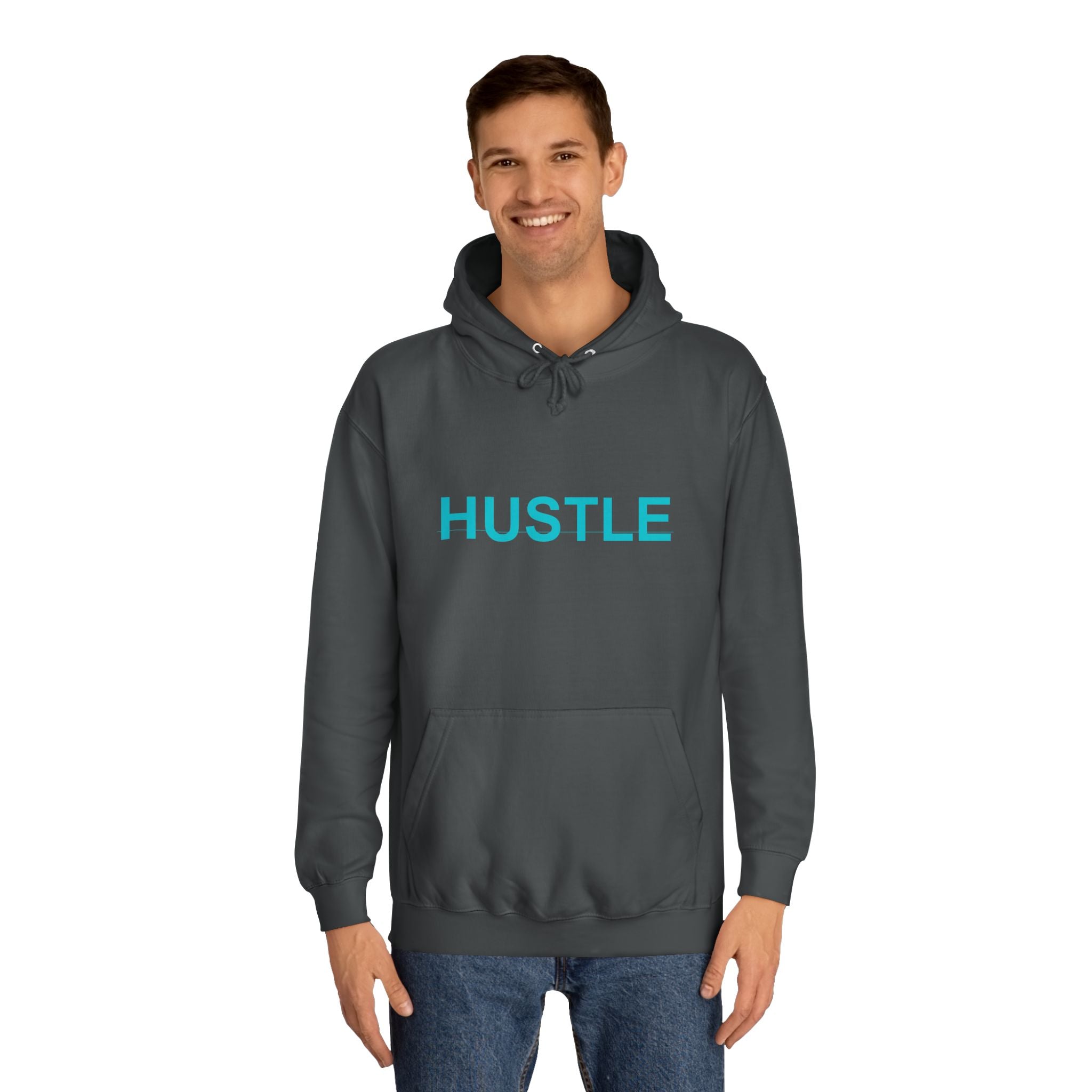 HUSTLE Bold Turquoise Wordmark Minimal Hoodie