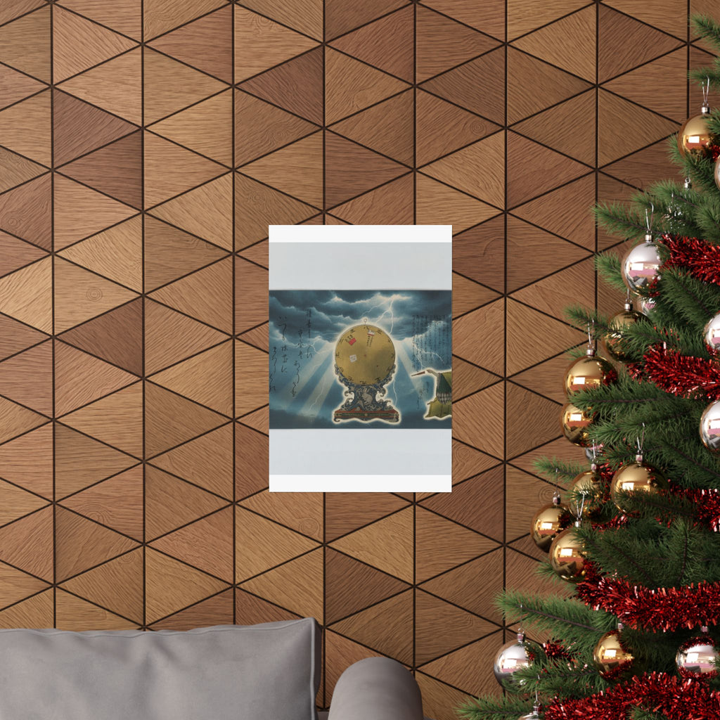 Dramatic Storm — Moveable Rotating Calendar Mounted On Elaborate Wave-Base With Rabbit Crest — Matte Poster