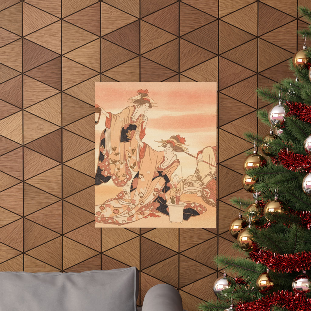 Southern Sunset — Three Young Ladies Visiting Together — Matte Poster