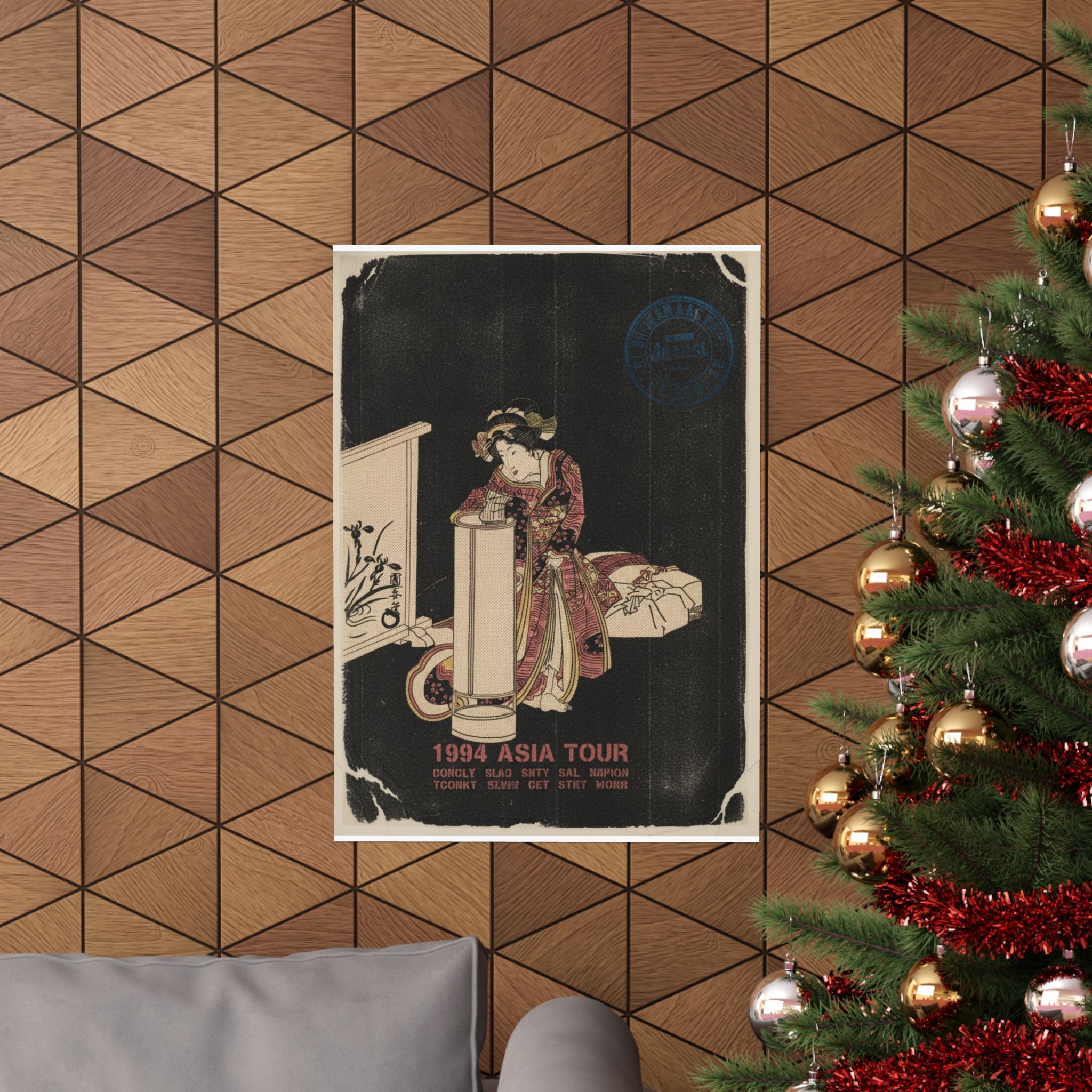 Vintage Bootleg — Young Woman Leaning Over A Tall Lamp — Matte Poster