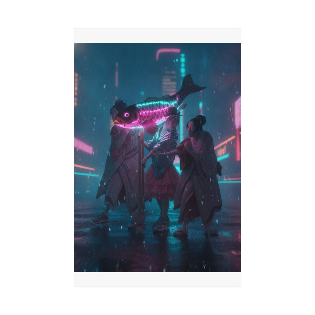 Neon Noir — Lantern Float — Matte Poster