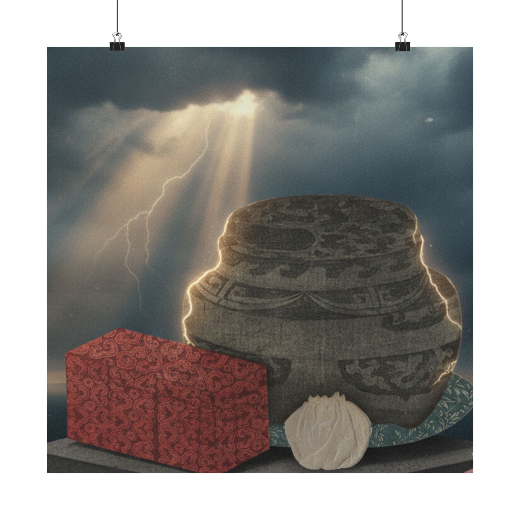 Dramatic Storm — Fire-Holder And Tea-Box — Matte Poster