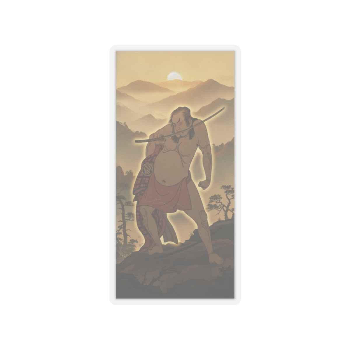 Scenic Nature — The Second Nakamura Sukegoro As A Man Entirely Nude Save For Loin Cloth — Kiss-Cut Sticker