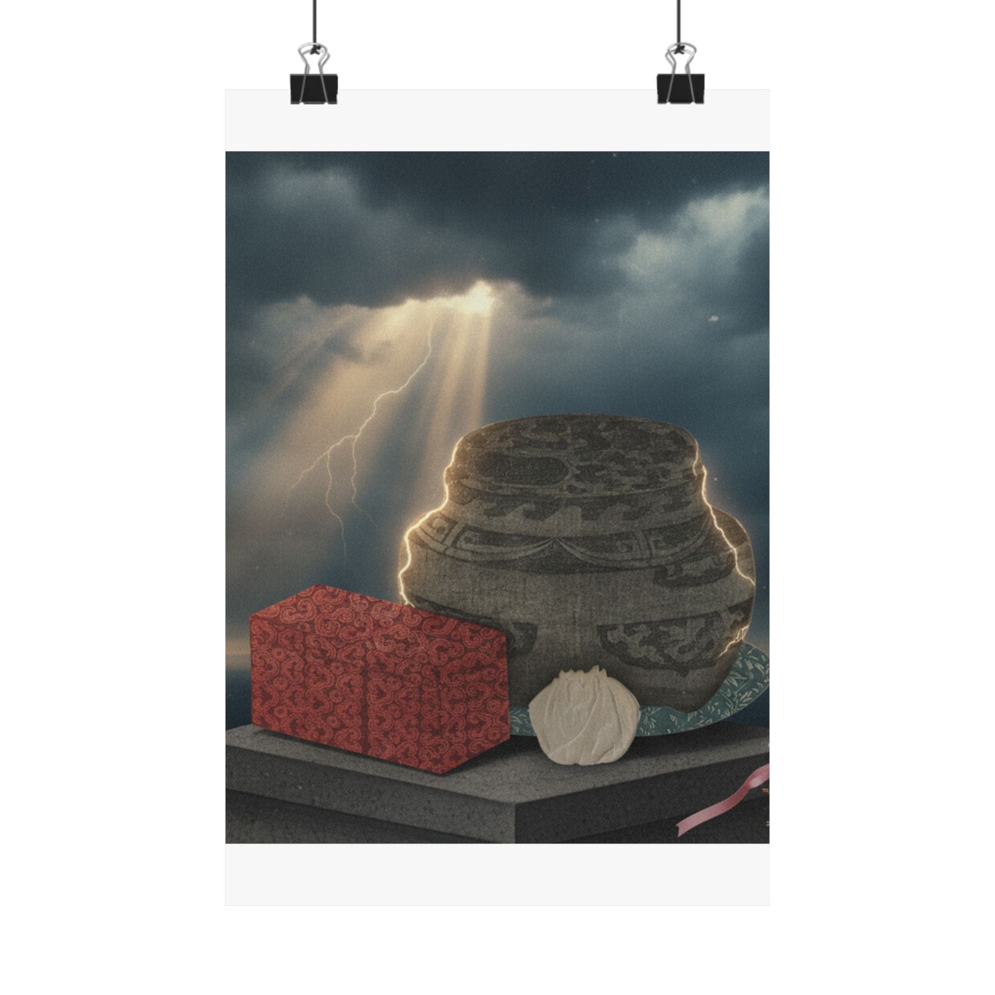 Dramatic Storm — Fire-Holder And Tea-Box — Matte Poster