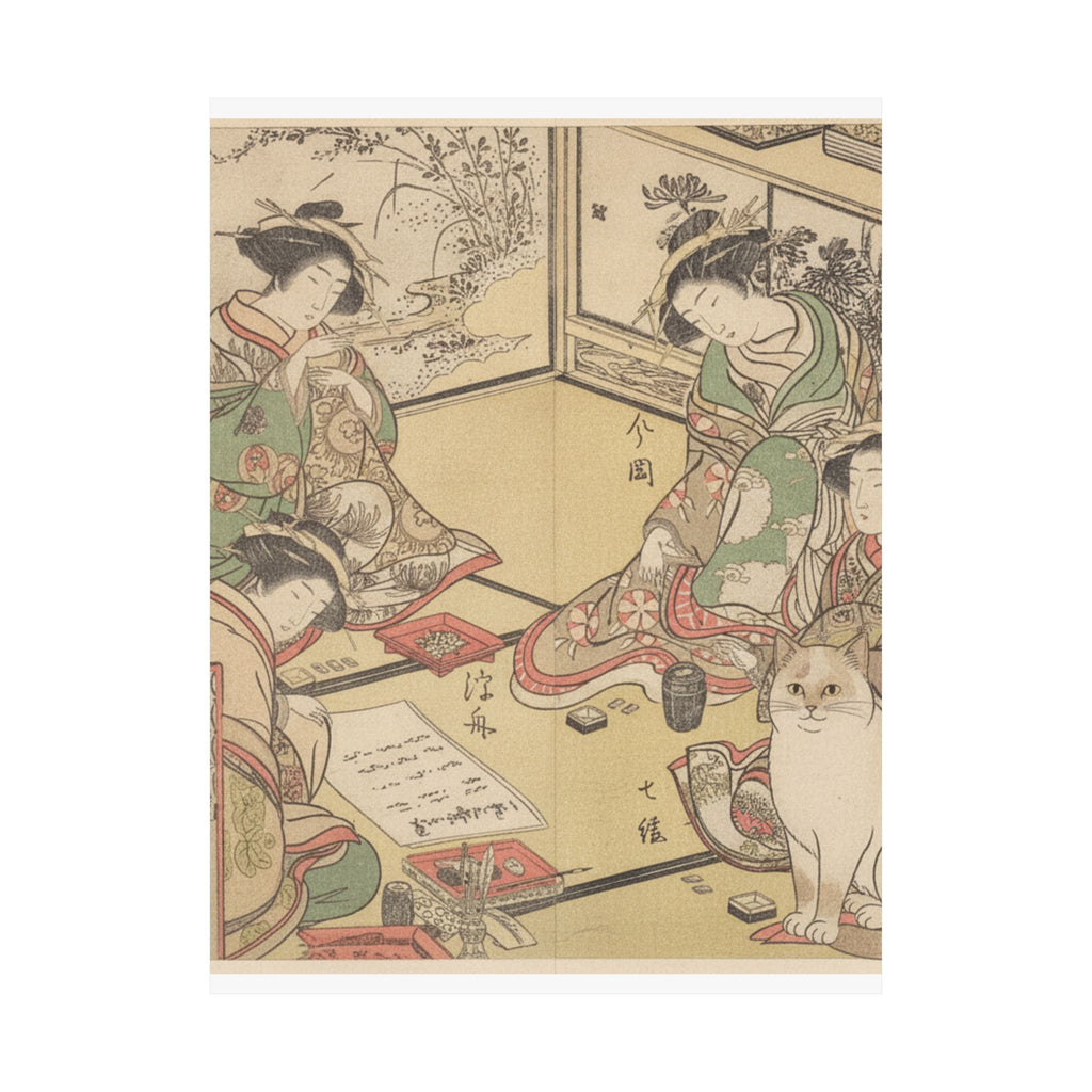 Botanical — Four Oiran Of The House Called Kadokana-Ya Playing The Game Of Ko-Awase (Incense — Matte Poster