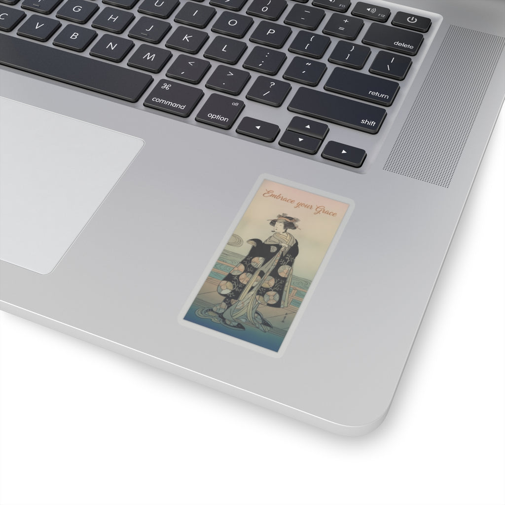 Affirmation — Yoshizawa Iroha As A Woman Standing On The Engawa Of A House By A River — Kiss-Cut Sticker