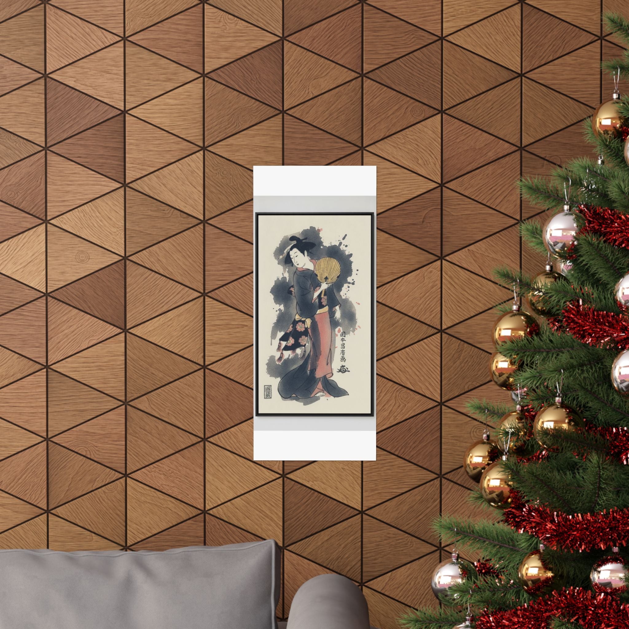 Watercolor — Girl With Fan — Matte Poster