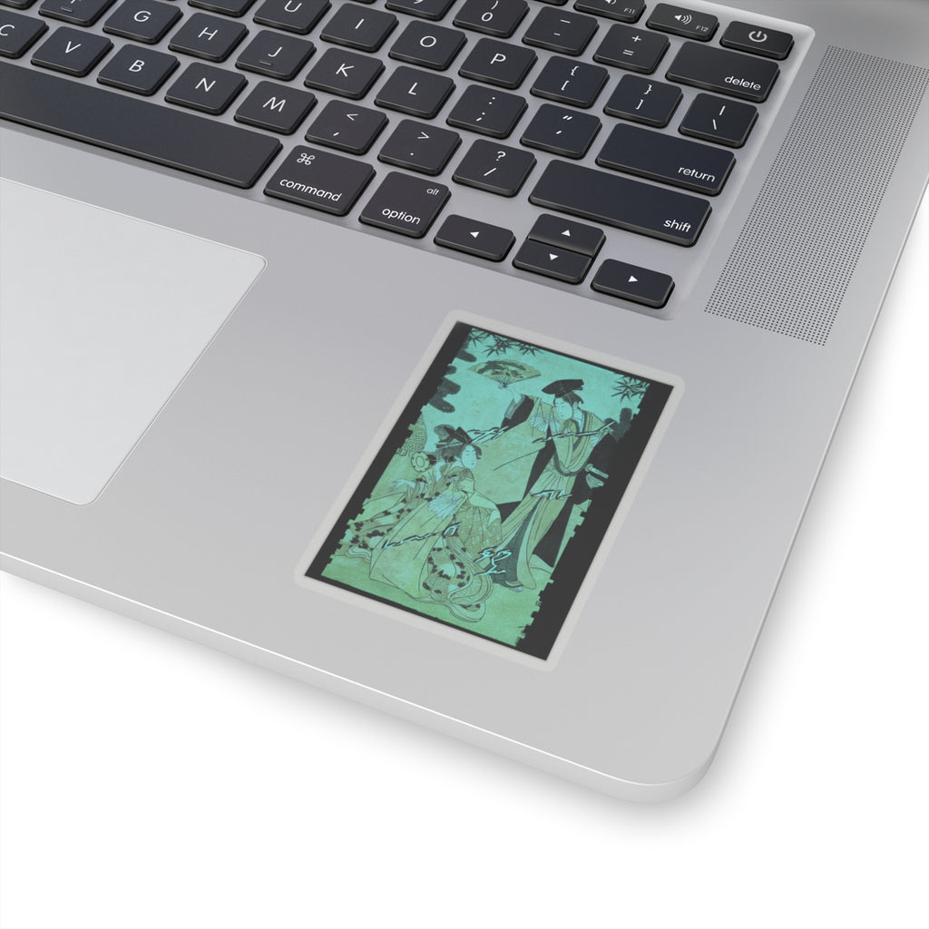 Glitch Culture — Young Lady With Drum And Man With Fan Saluting Her — Kiss-Cut Sticker