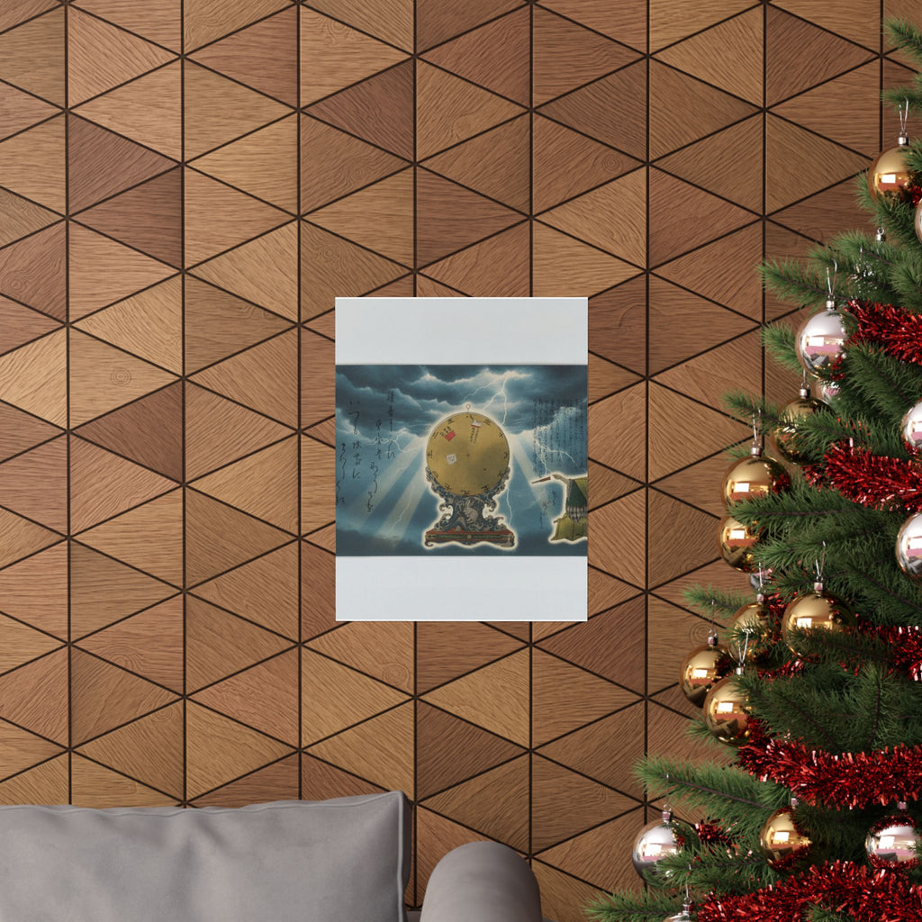 Dramatic Storm — Moveable Rotating Calendar Mounted On Elaborate Wave-Base With Rabbit Crest — Matte Poster