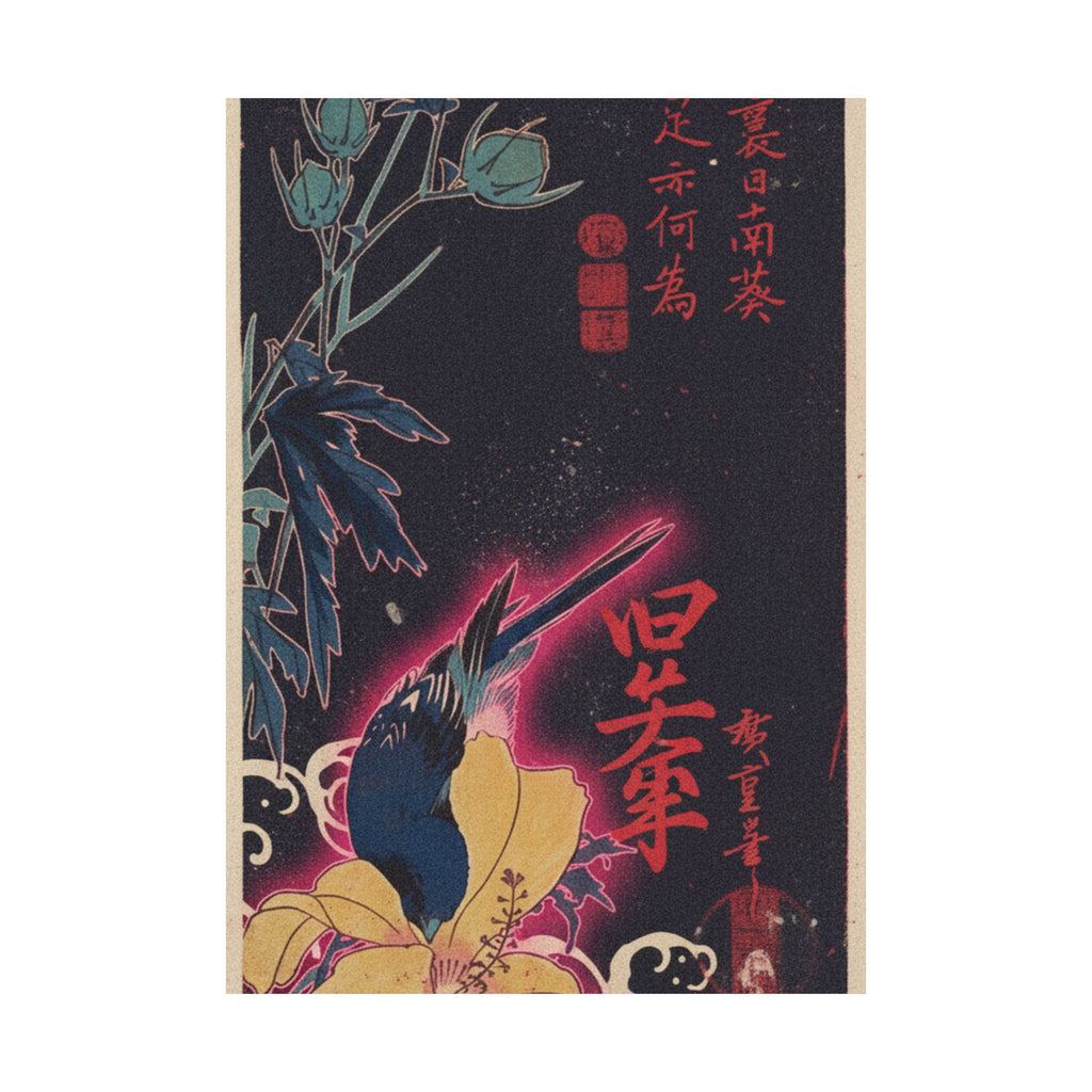 Japanese Street — Blue Bird — Matte Poster