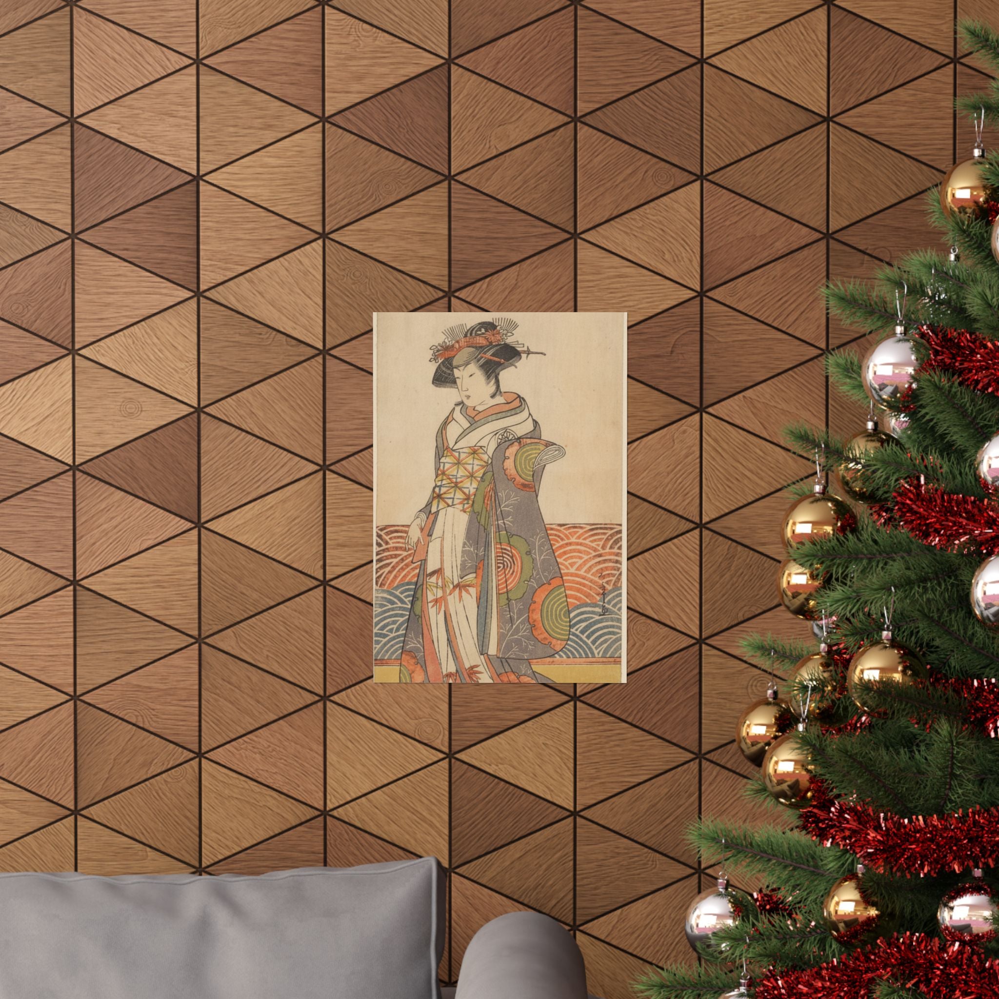 Product Marketing — The Third Segawa Kikunojo As A Woman Standing In A Room Having A Wave-Pattern Da — Matte Poster