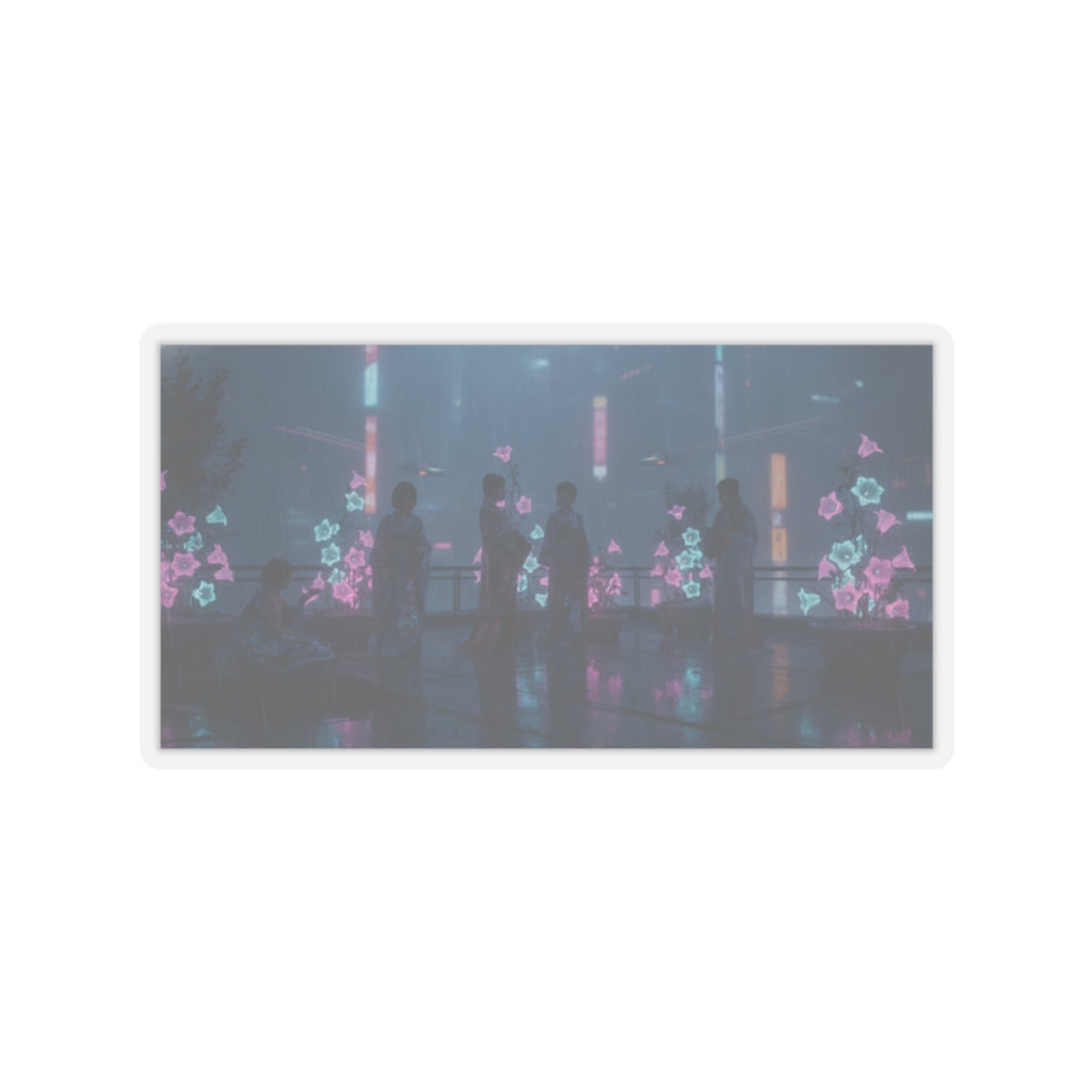 Neon Noir — Bellflowers (Asagao), From The Series Genji In Fashionable Modern Guise (Fūryū Y — Kiss-Cut Sticker