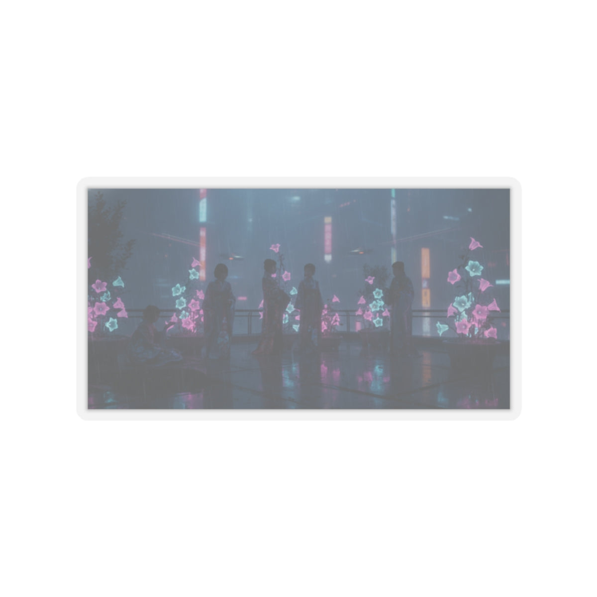Neon Noir — Bellflowers (Asagao), From The Series Genji In Fashionable Modern Guise (Fūryū Y — Kiss-Cut Sticker