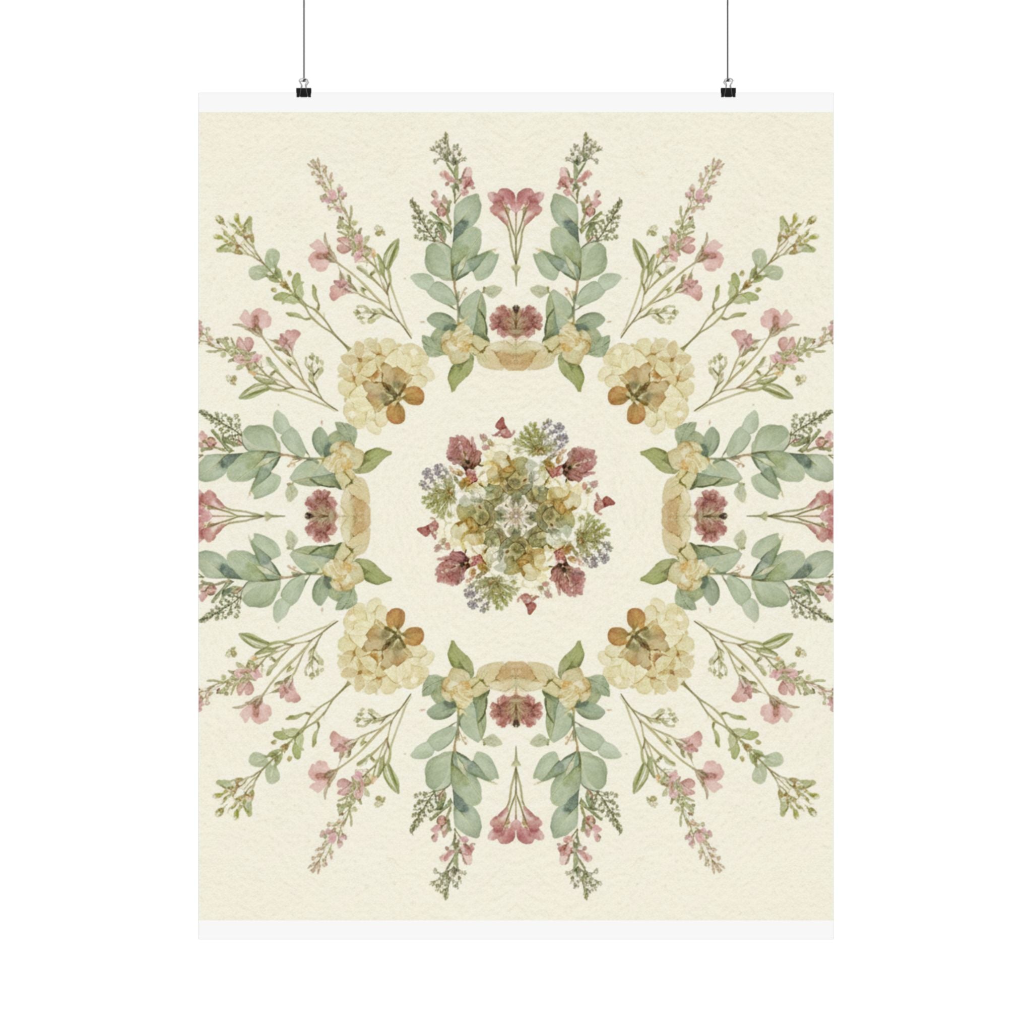 Pressed Wildflower Symmetry Cottagecore Botanical Poster