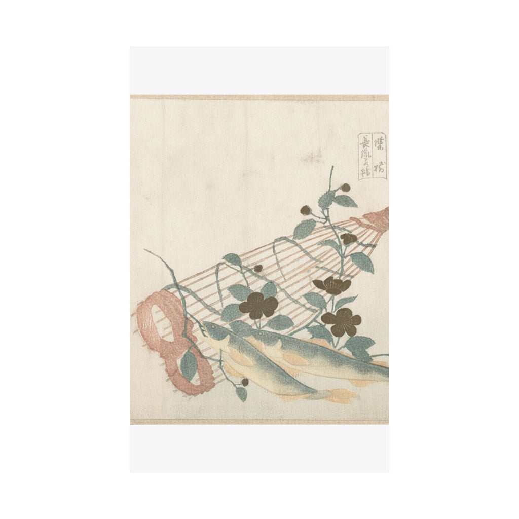 Botanical — Sweet Fishes Of The Nagara River, With Baskets And Flowers — Matte Poster