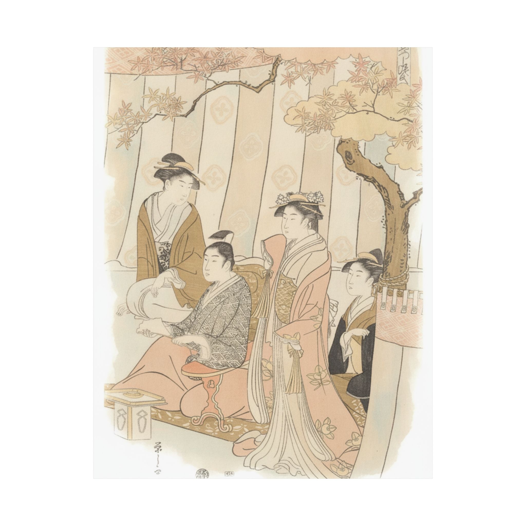 Watercolor — Prince Genji And Three Young Women — Matte Poster