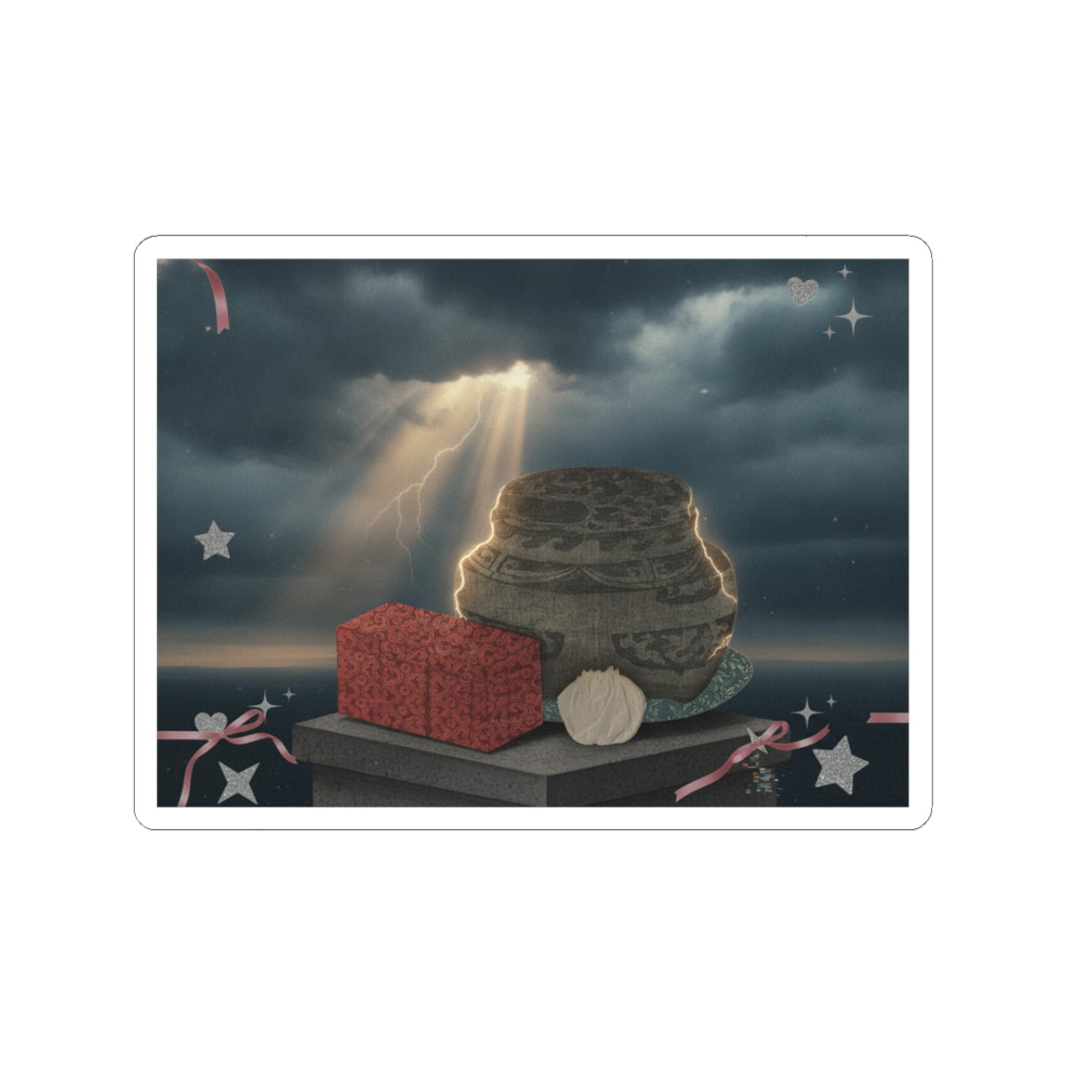 Dramatic Storm — Fire-Holder And Tea-Box — Kiss-Cut Sticker