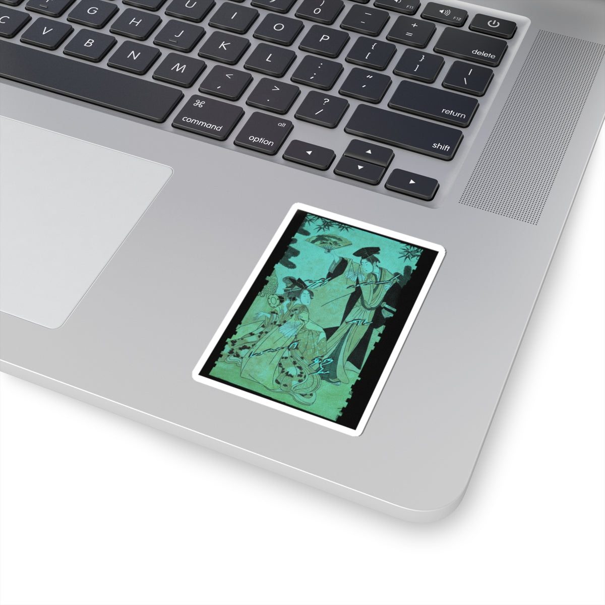 Glitch Culture — Young Lady With Drum And Man With Fan Saluting Her — Kiss-Cut Sticker