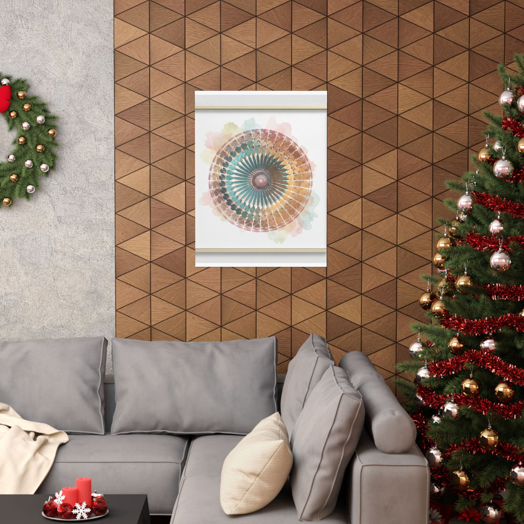 Terracotta and Teal Watercolour Spiral Mandala Poster