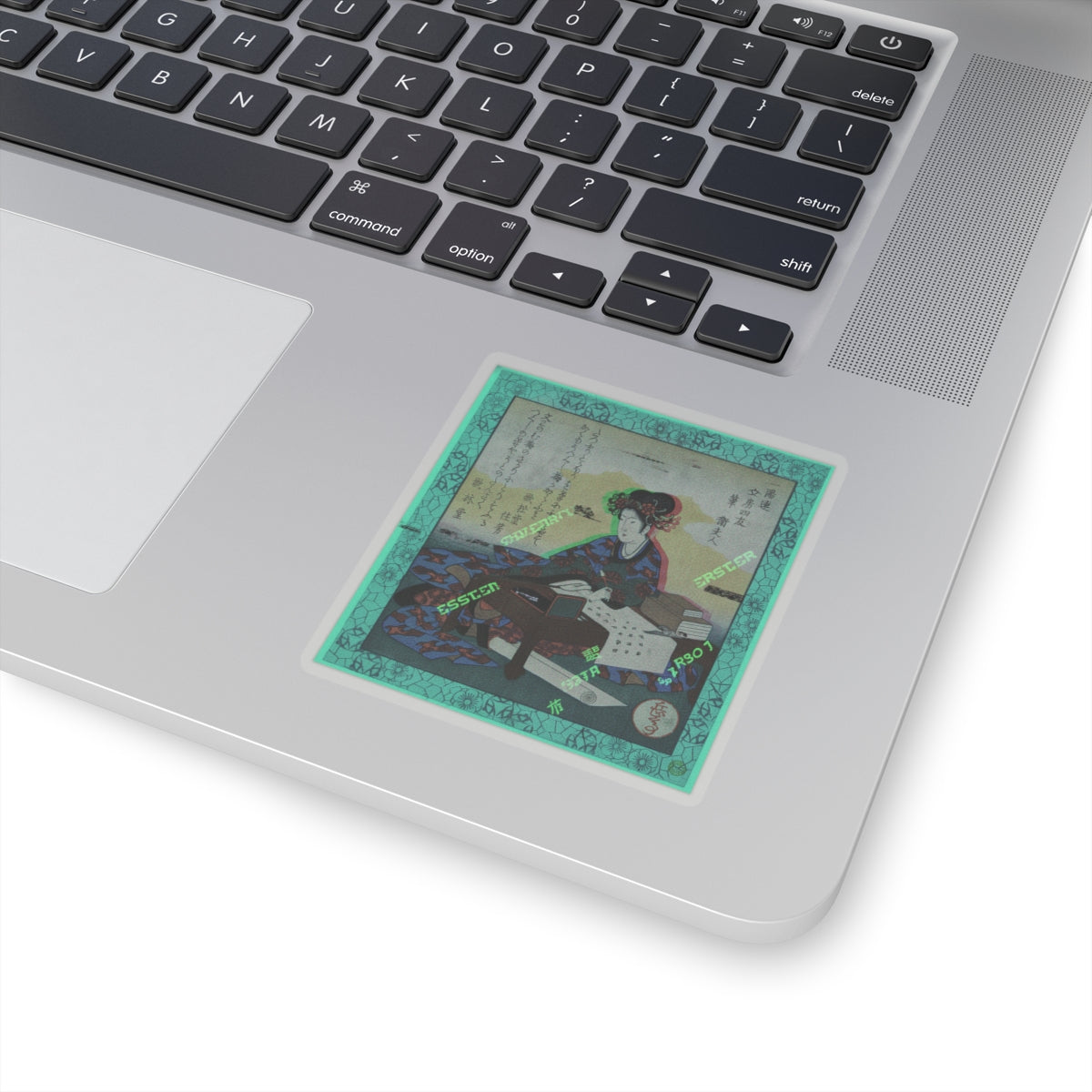 Glitch Culture — Chinese Lady Seated At A Table, Composing An Ode — Kiss-Cut Sticker