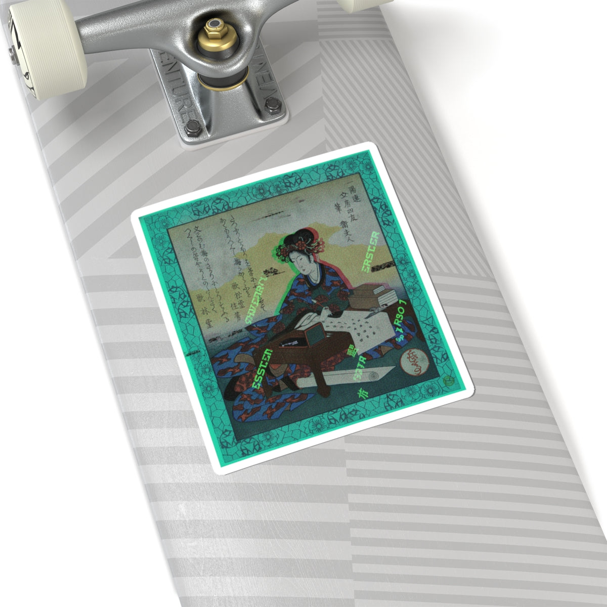 Glitch Culture — Chinese Lady Seated At A Table, Composing An Ode — Kiss-Cut Sticker