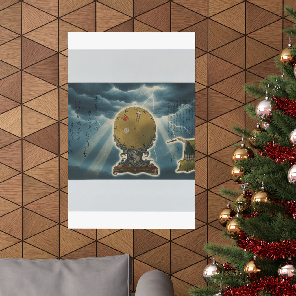 Dramatic Storm — Moveable Rotating Calendar Mounted On Elaborate Wave-Base With Rabbit Crest — Matte Poster
