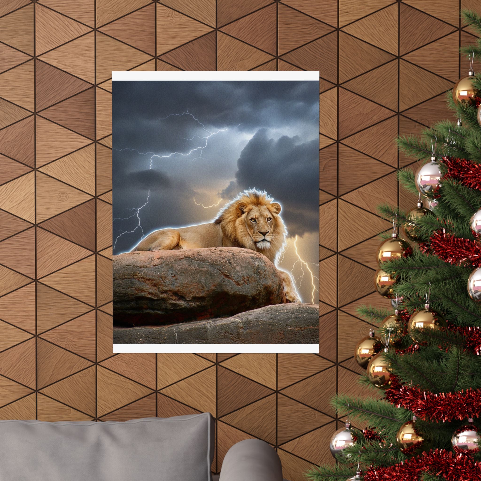 Dramatic Storm — Lion — Matte Poster