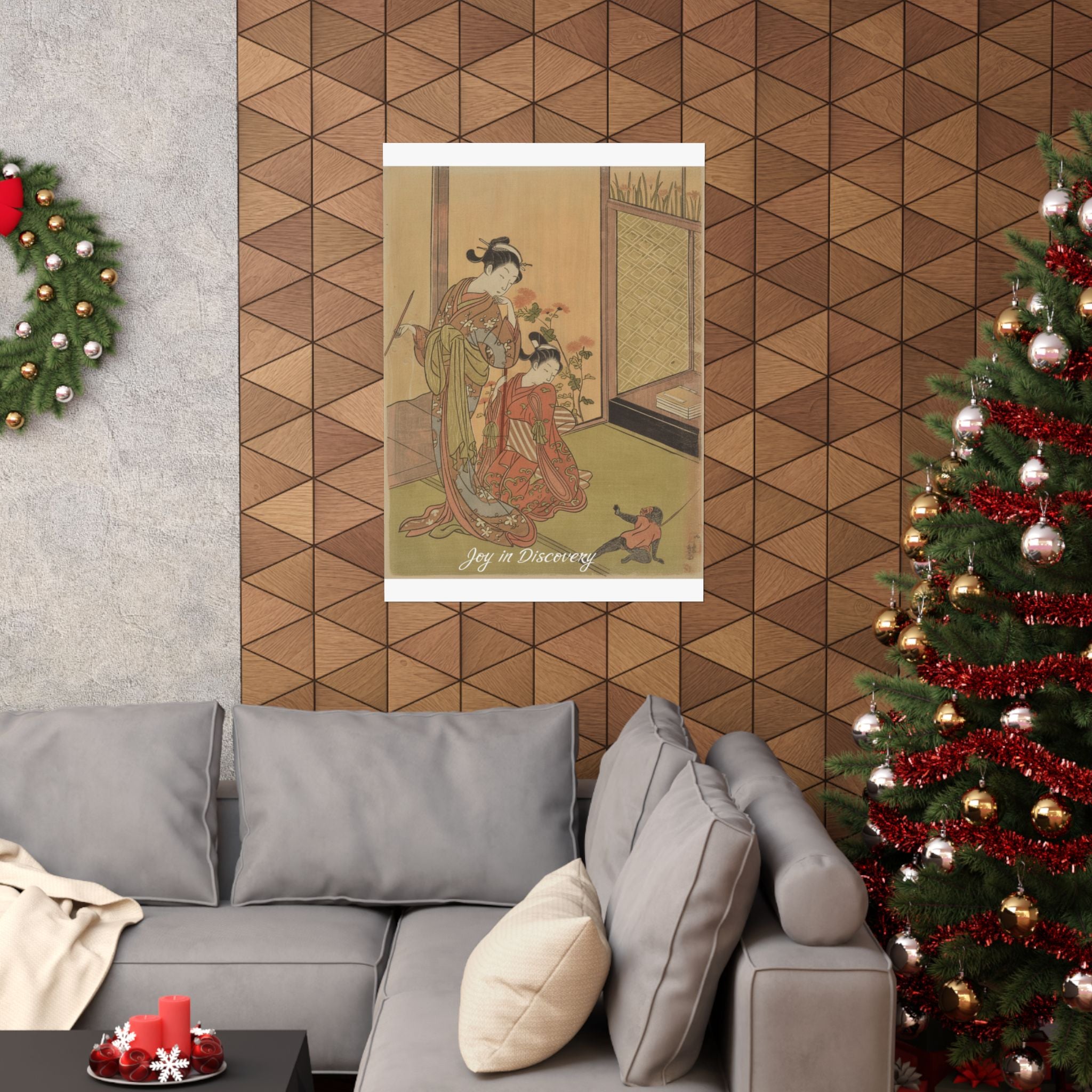 Affirmation — Two Girls Looking At A Monkey On A Leash — Matte Poster